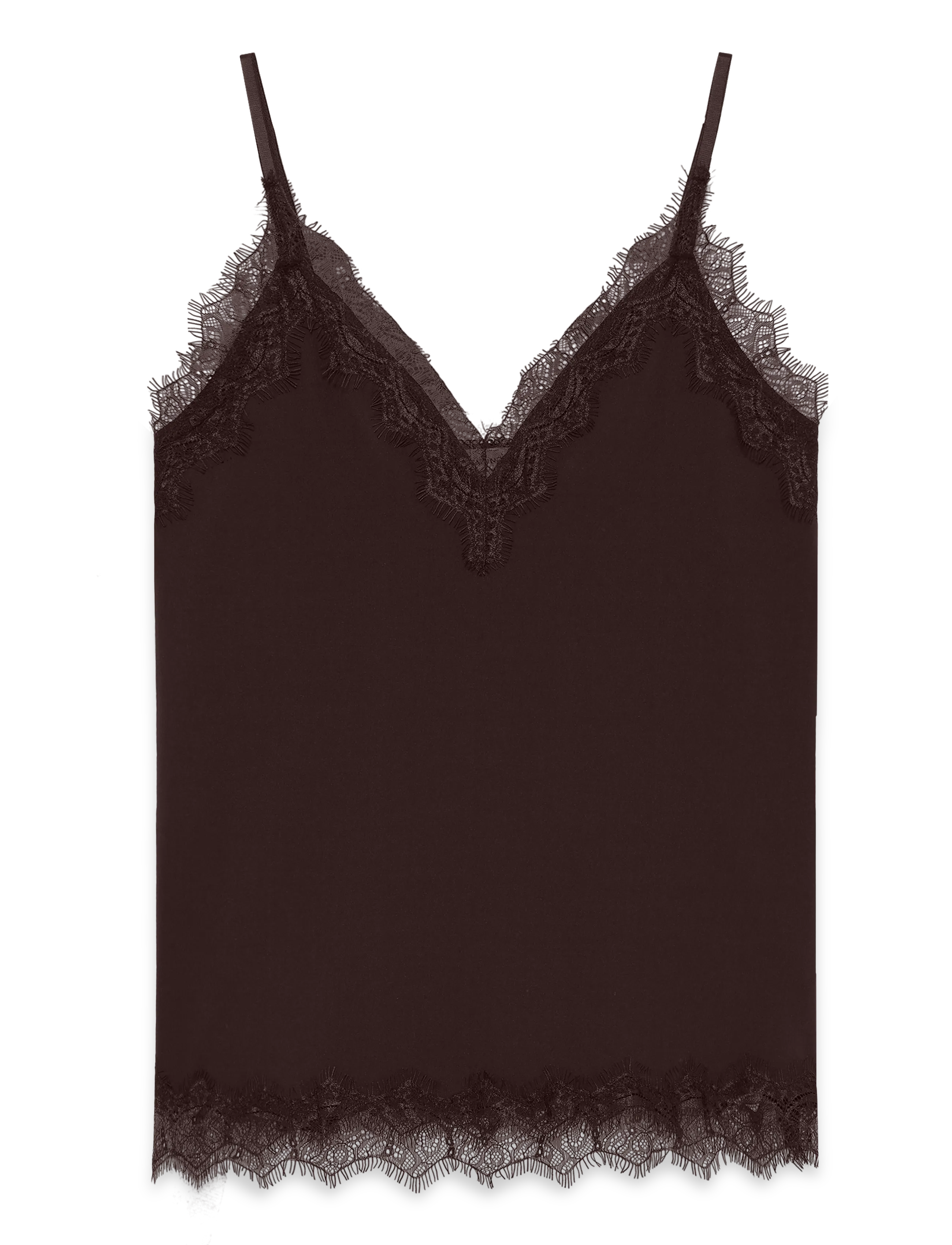 Rosemunde RWBillie SL Lace Strap Top - Klær - FUDGE / brown