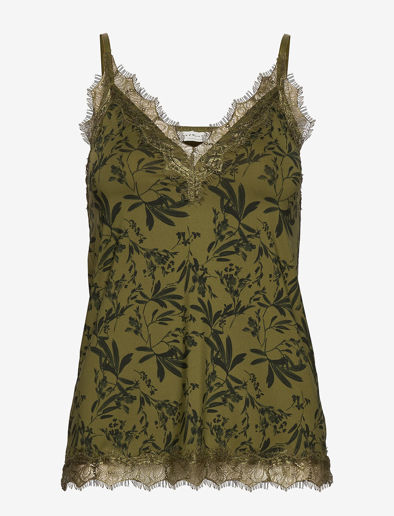 Rosemunde - RWBillie SL Strap Lace Top - Ärmellose tops - green small leaf print - 0