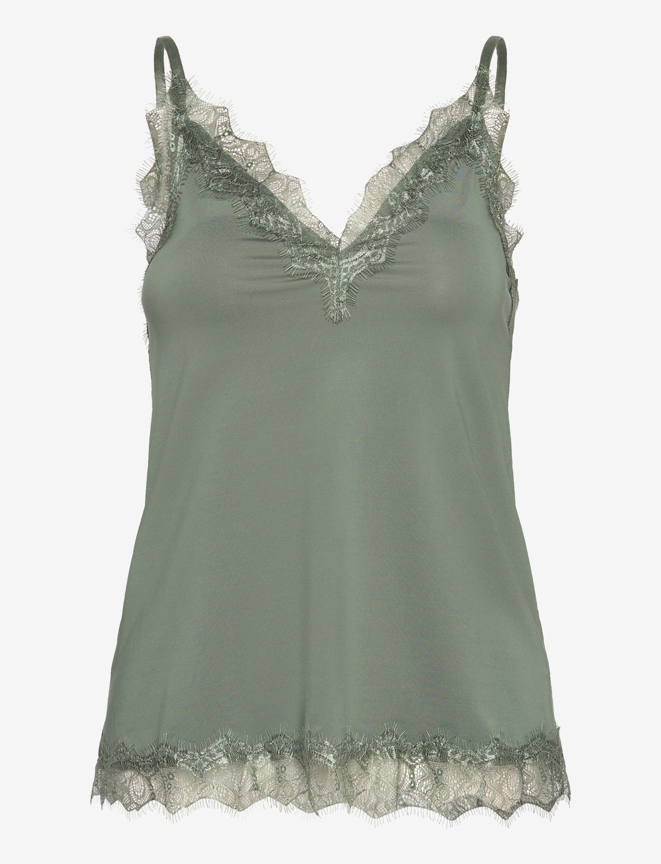 Rosemunde - RWBillie SL Lace Strap Top - varrukateta pluusid - laurel wreath - 0