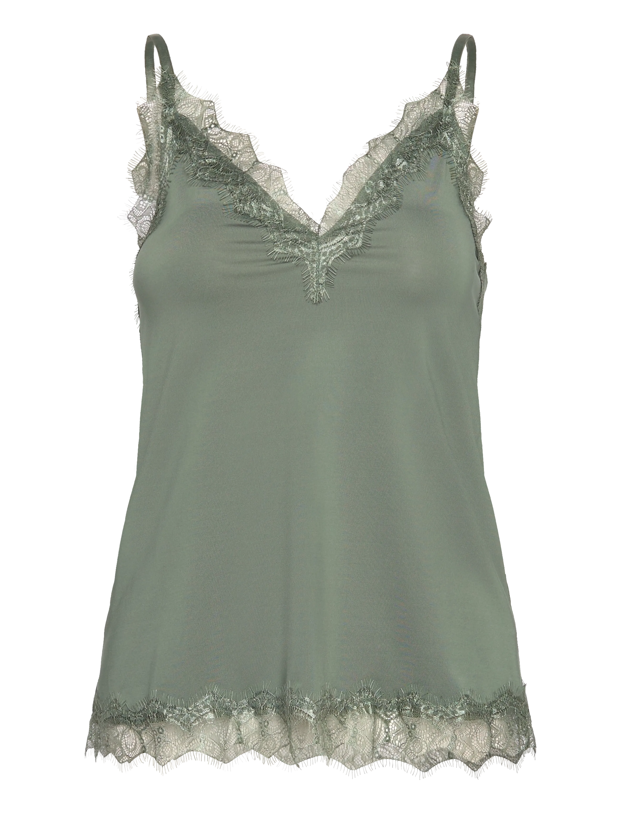 Rosemunde RWBillie SL Lace Strap Top - Varrukateta pluusid - LAUREL WREATH / green