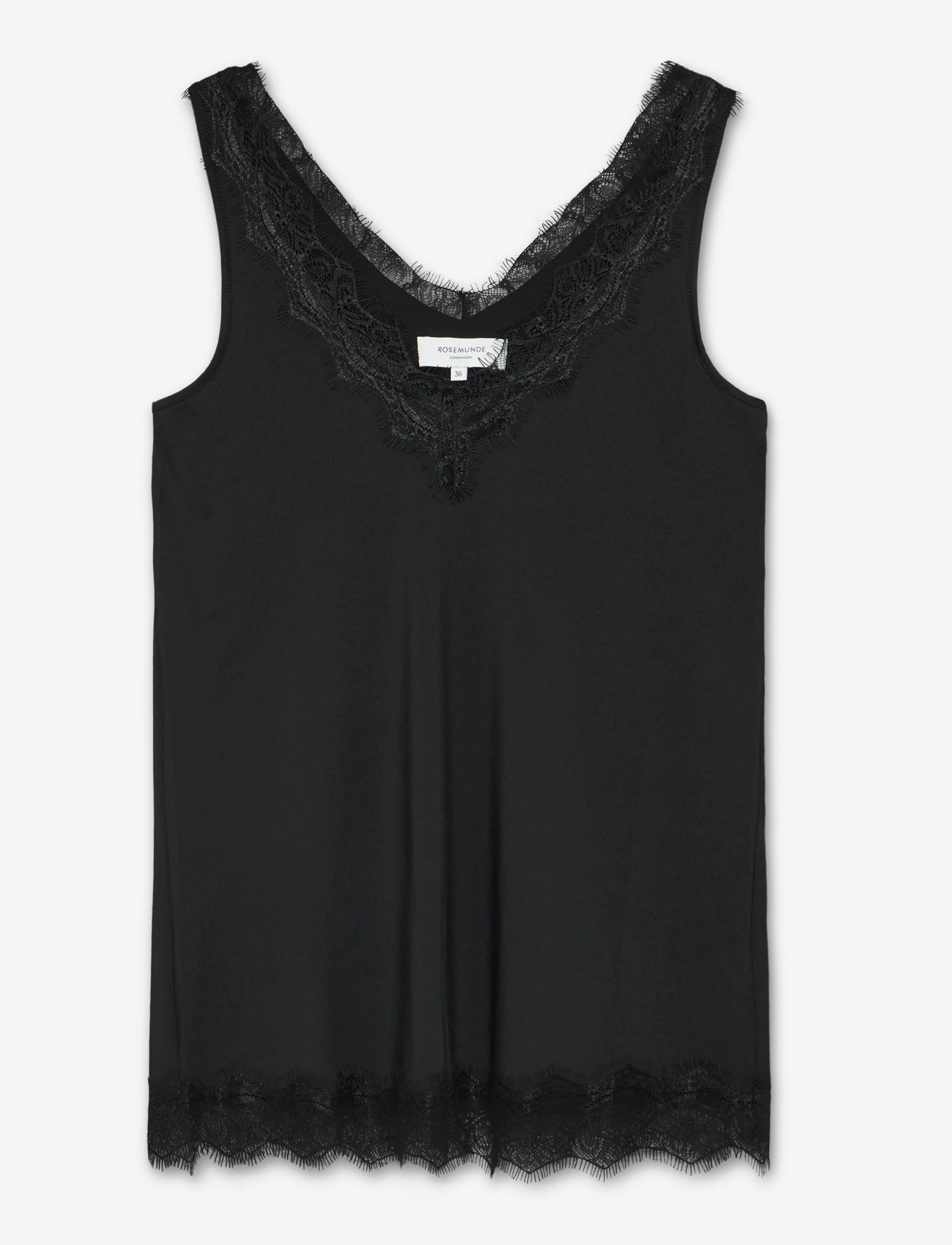 Rosemunde - RWBillie SL Lace V-Neck Top - tanktops - black - 1