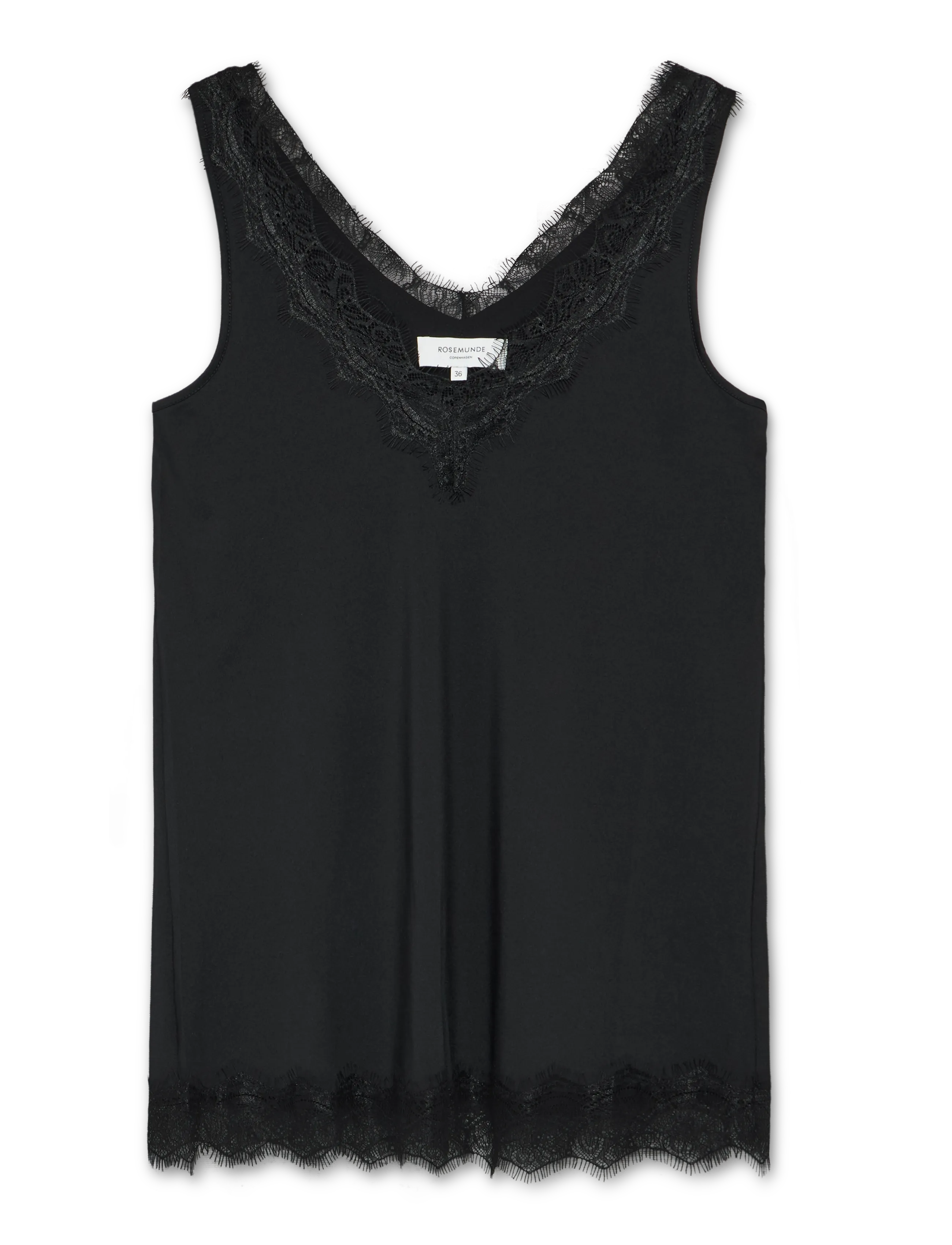 Rosemunde RWBillie SL Lace V-Neck Top - Kläder - BLACK / black