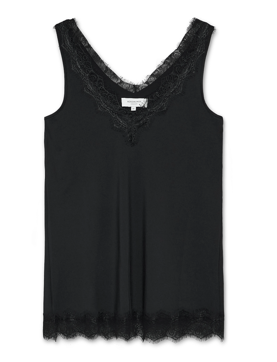 Rosemunde - RWBillie SL Lace V-Neck Top - sleeveless tops - black - 1