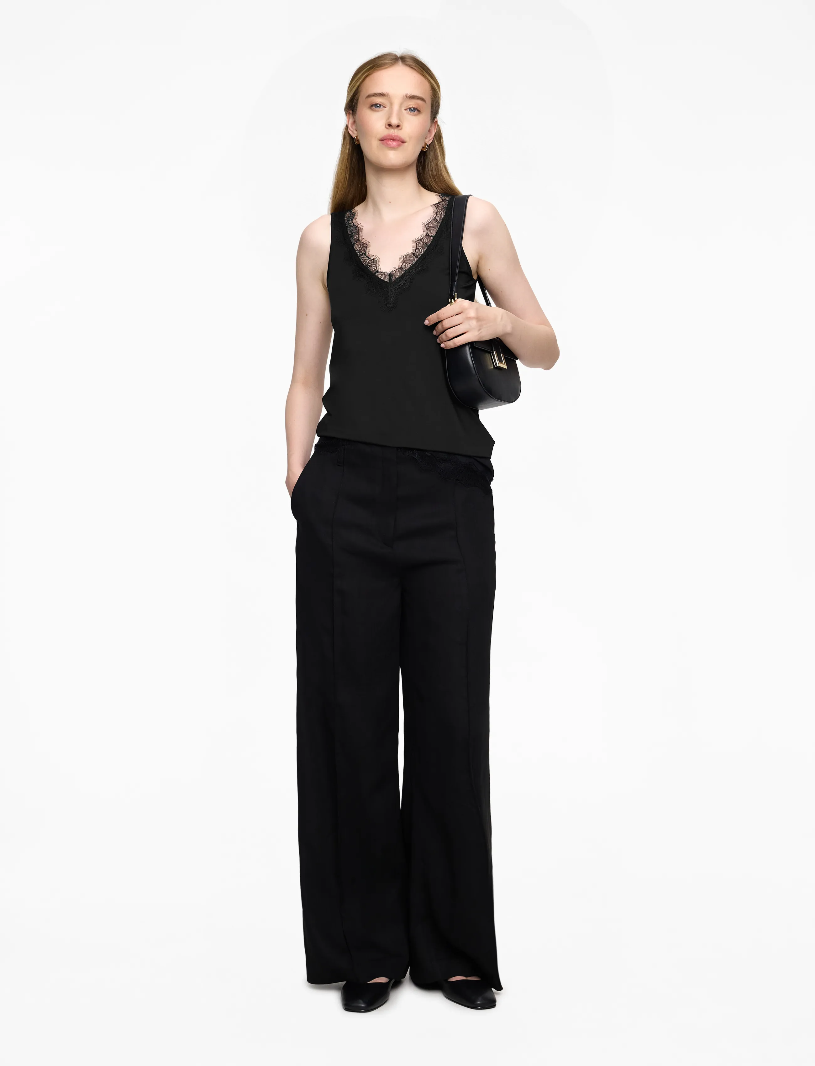 Rosemunde - RWBillie SL Lace V-Neck Top - Ärmellose tops - black - 2