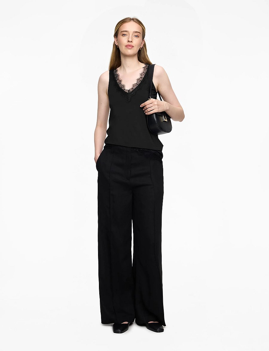 Rosemunde - RWBillie SL Lace V-Neck Top - sleeveless tops - black - 2