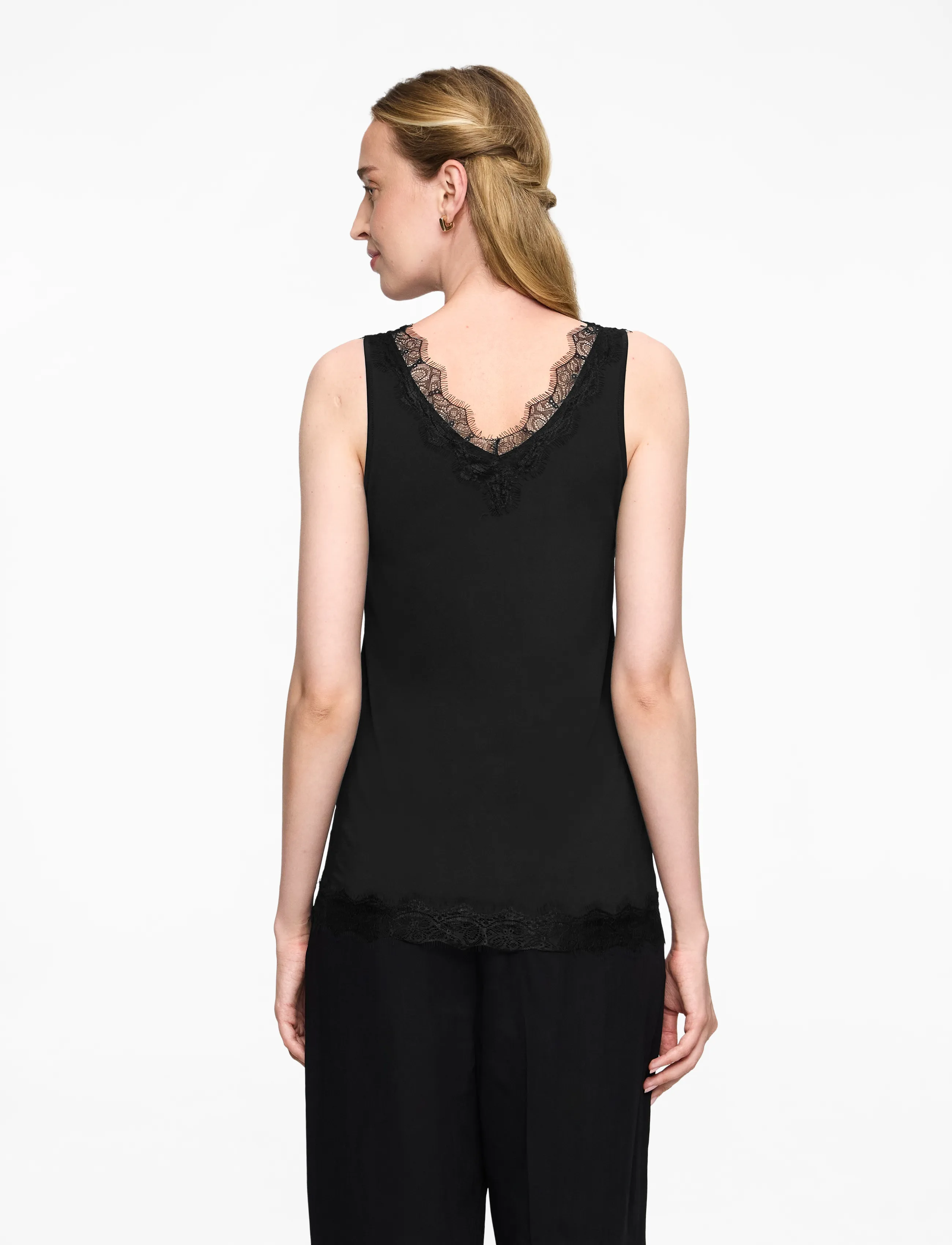 Rosemunde - RWBillie SL Lace V-Neck Top - Ärmellose tops - black - 4