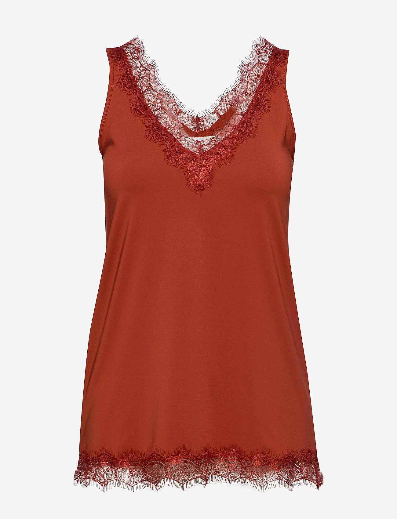 RWBillie SL Lace V-Neck Top - BURNT RED