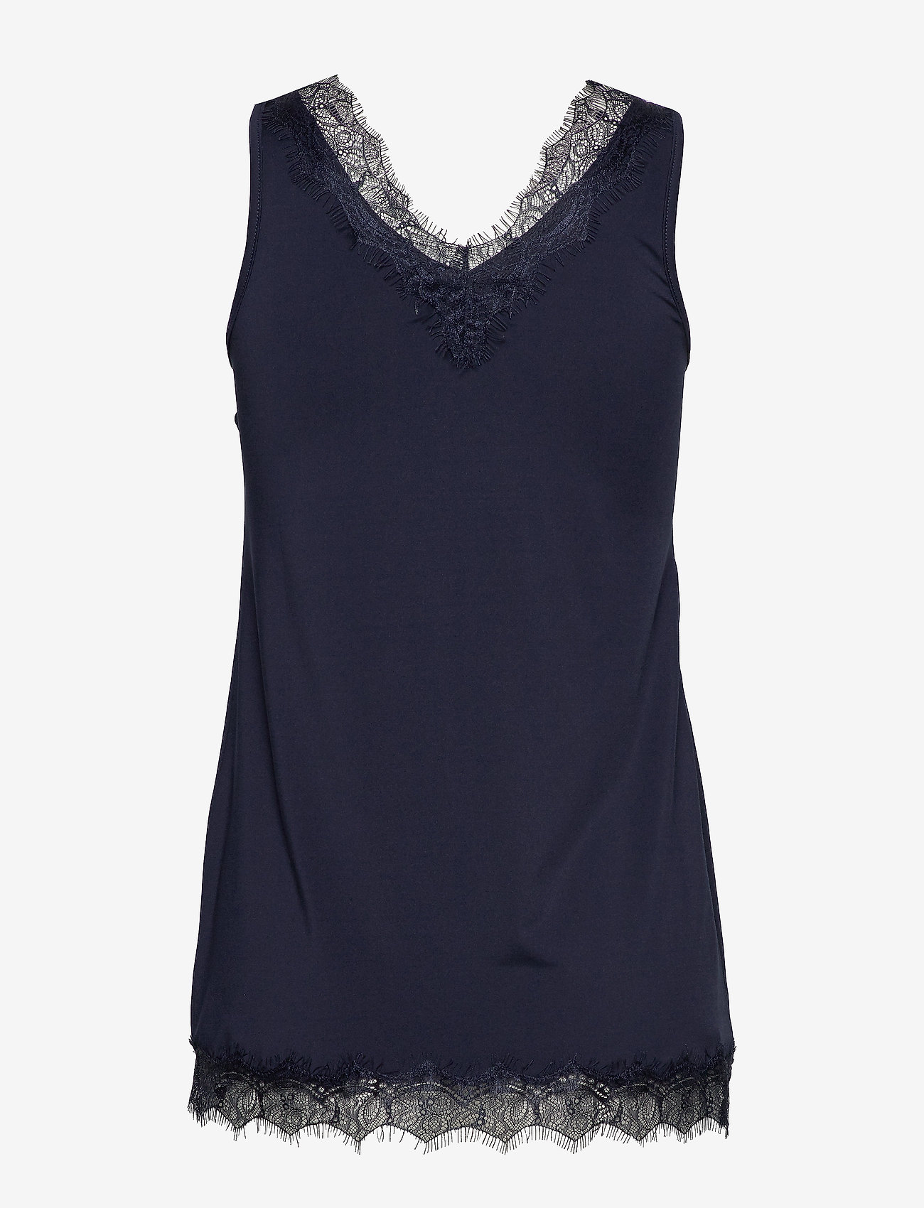Rosemunde - RWBillie SL Lace V-Neck Top - tanktops - dark blue - 1
