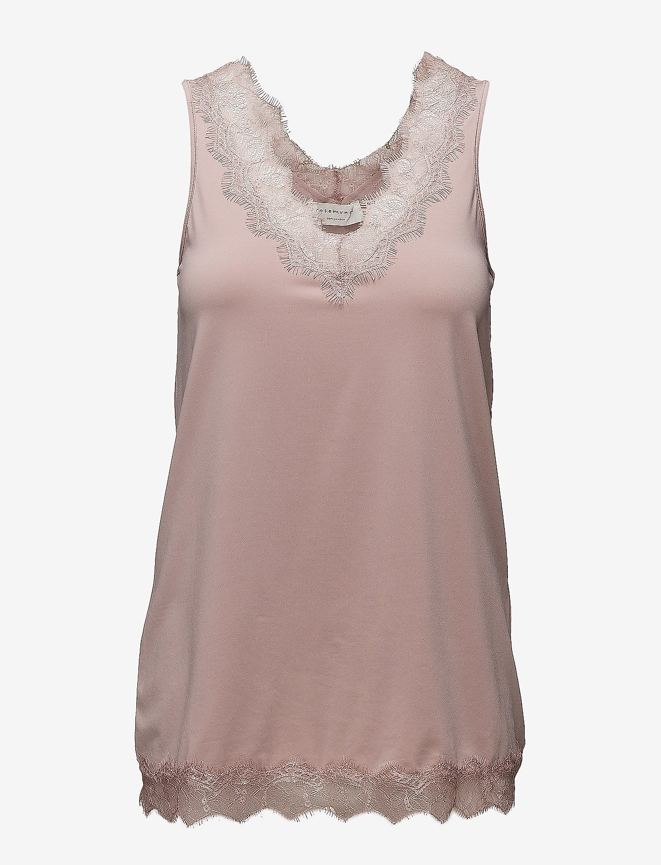 Rosemunde - RWBillie SL Lace V-Neck Top - varrukateta alussärgid - vintage powder - 0