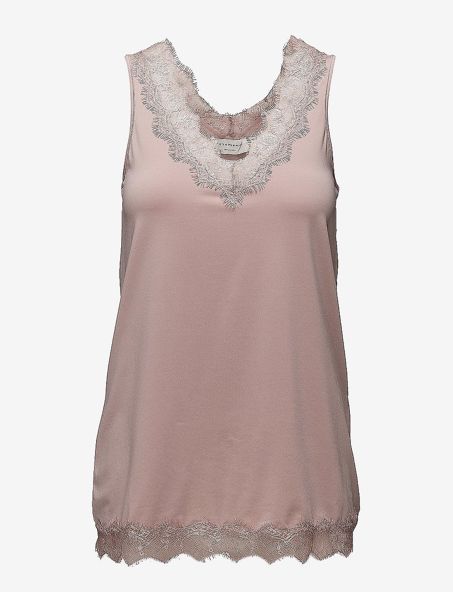 Rosemunde - RWBillie SL Lace V-Neck Top - Ärmellose tops - vintage powder - 0