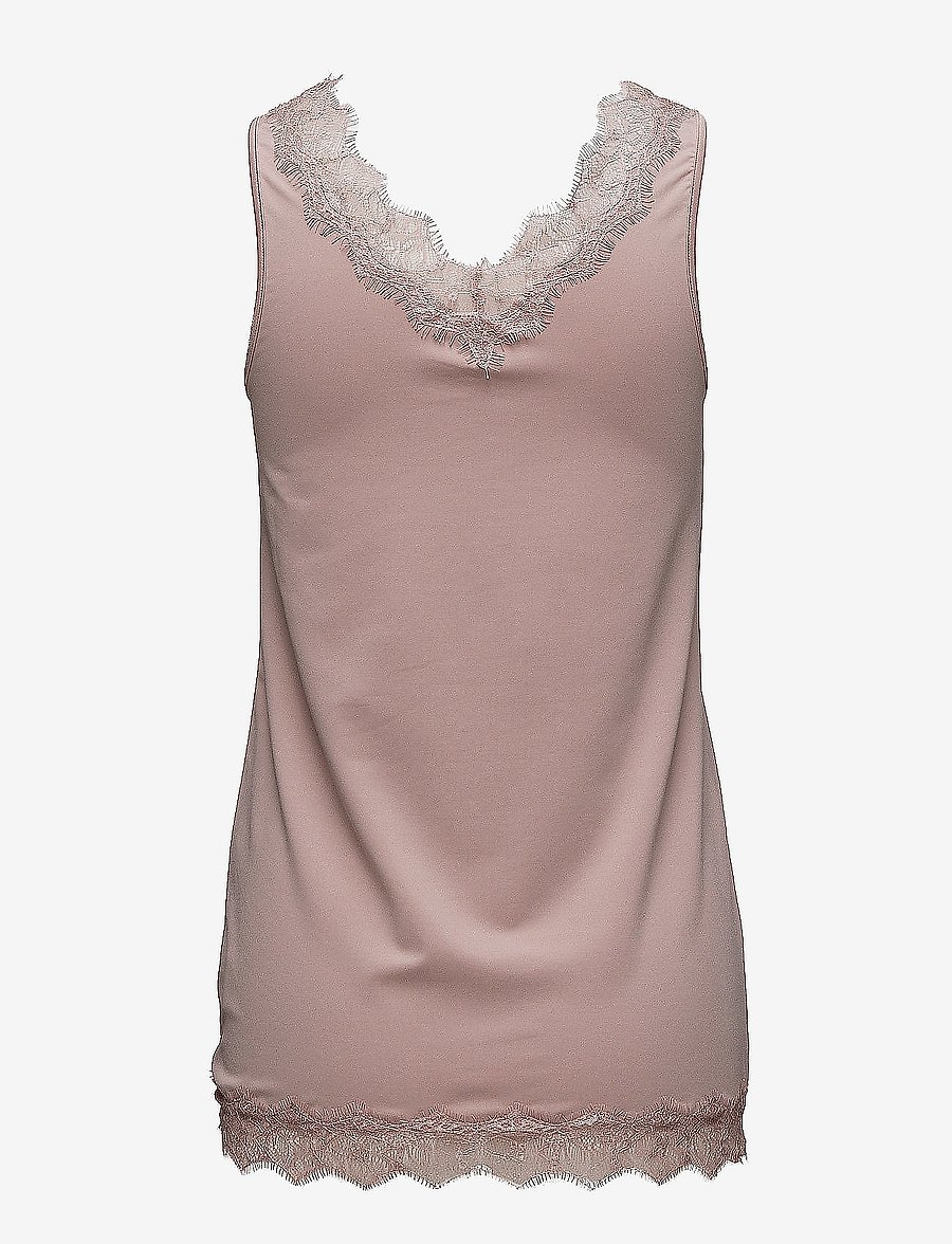 Rosemunde - RWBillie SL Lace V-Neck Top - Ärmellose tops - vintage powder - 1