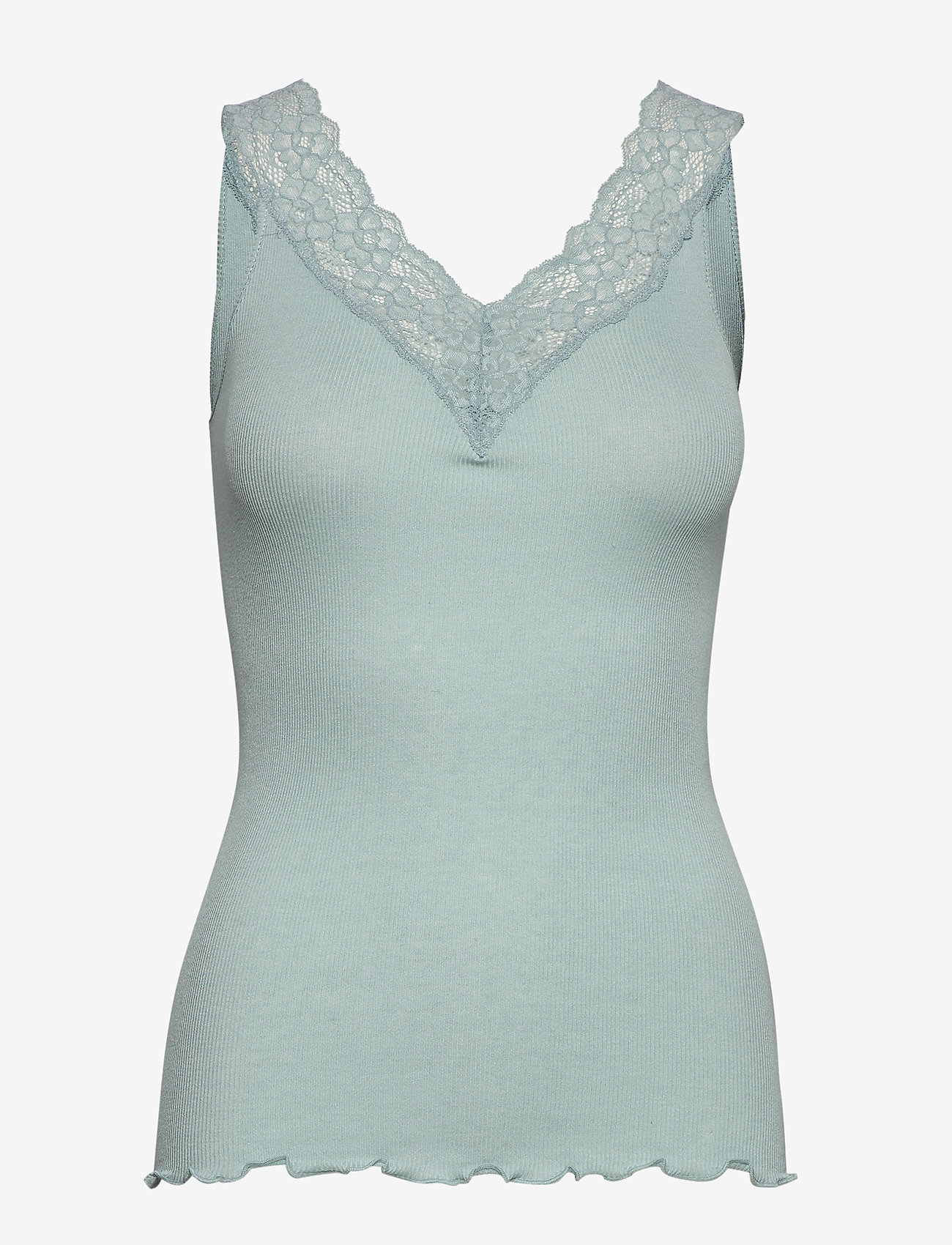 Rosemunde - Silk top v-neck regular w/ lace - cloud blue - 0
