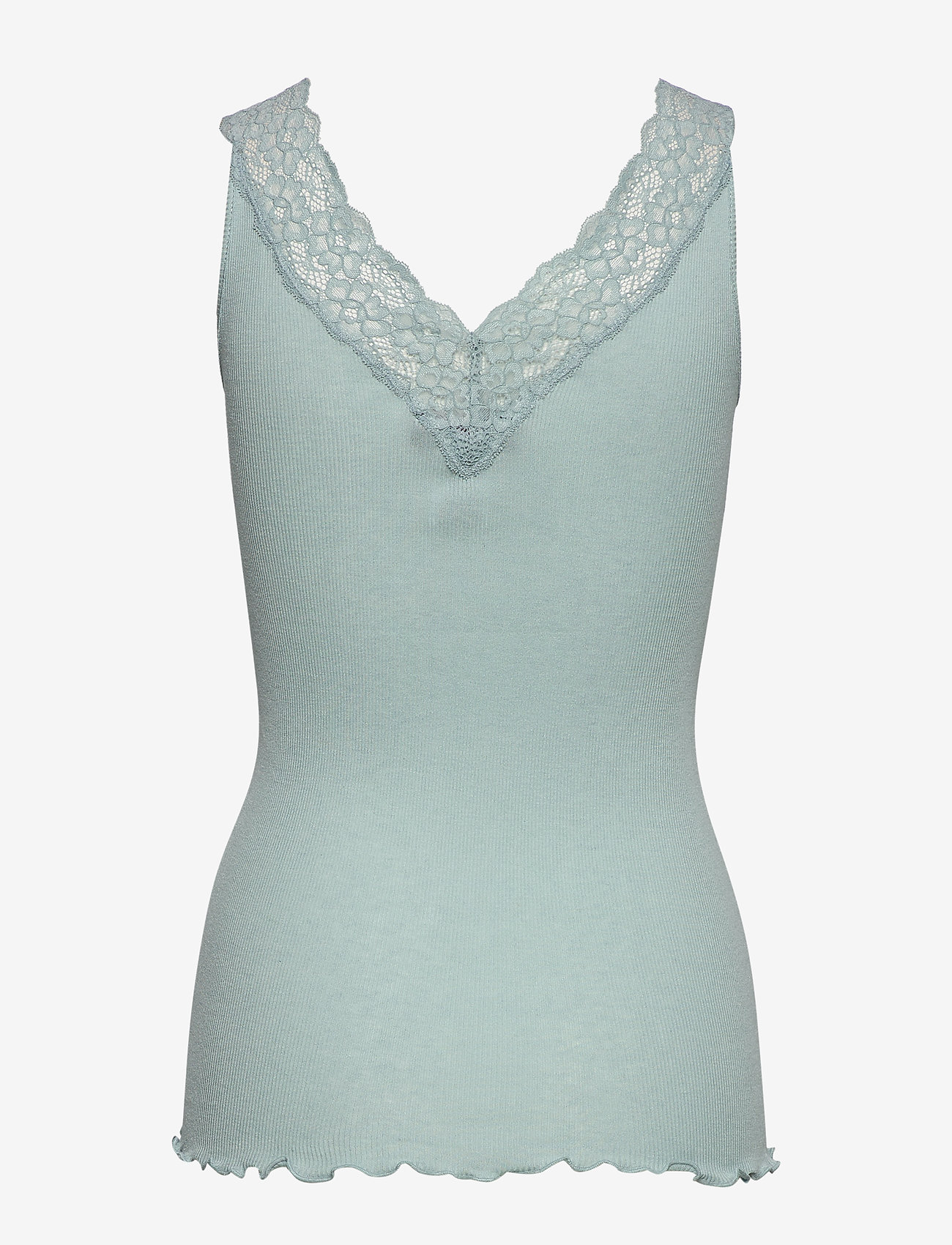 Rosemunde - Silk top v-neck regular w/ lace - cloud blue - 1