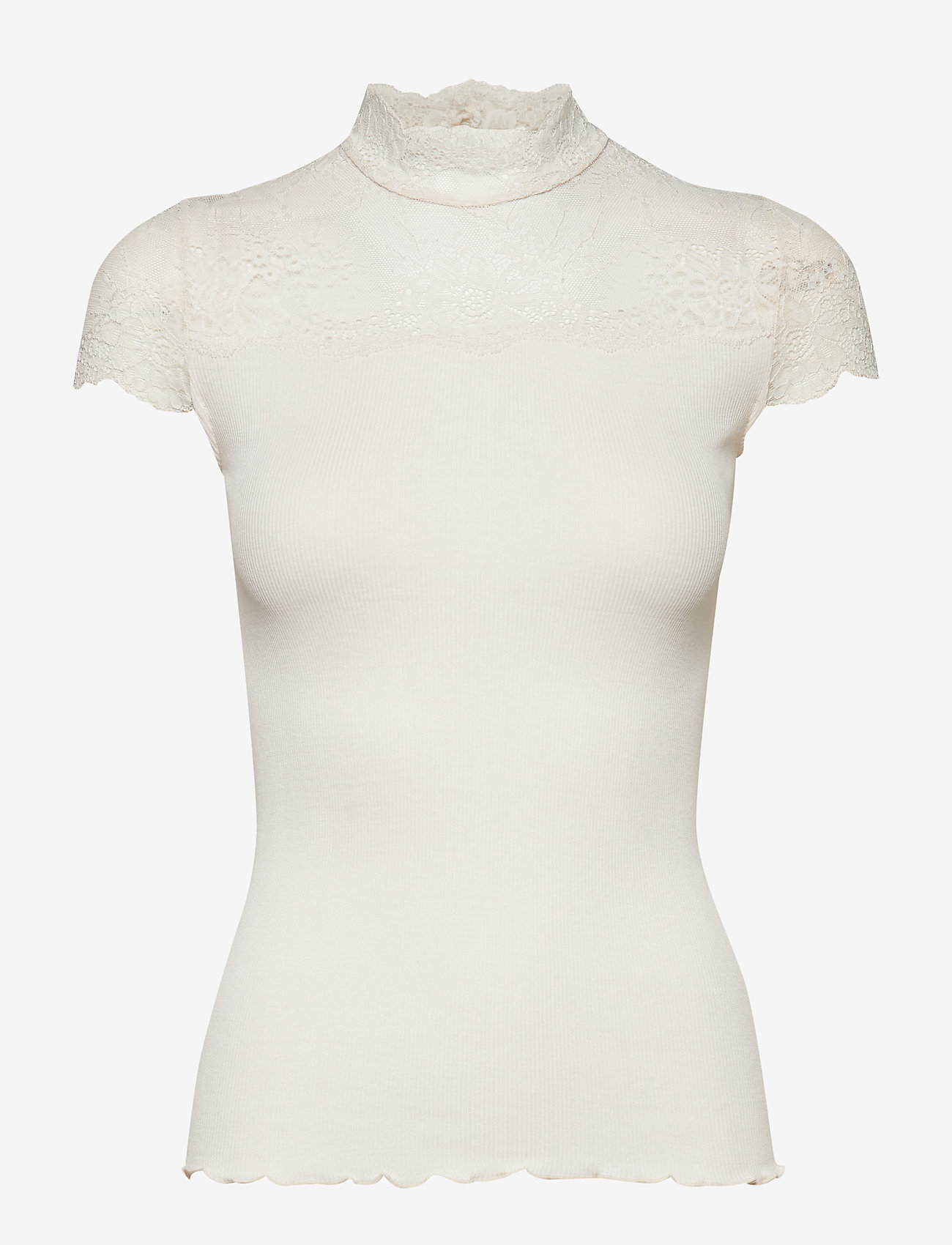 Rosemunde - Silk t-shirt turtleneck regular ss - soft powder - 0