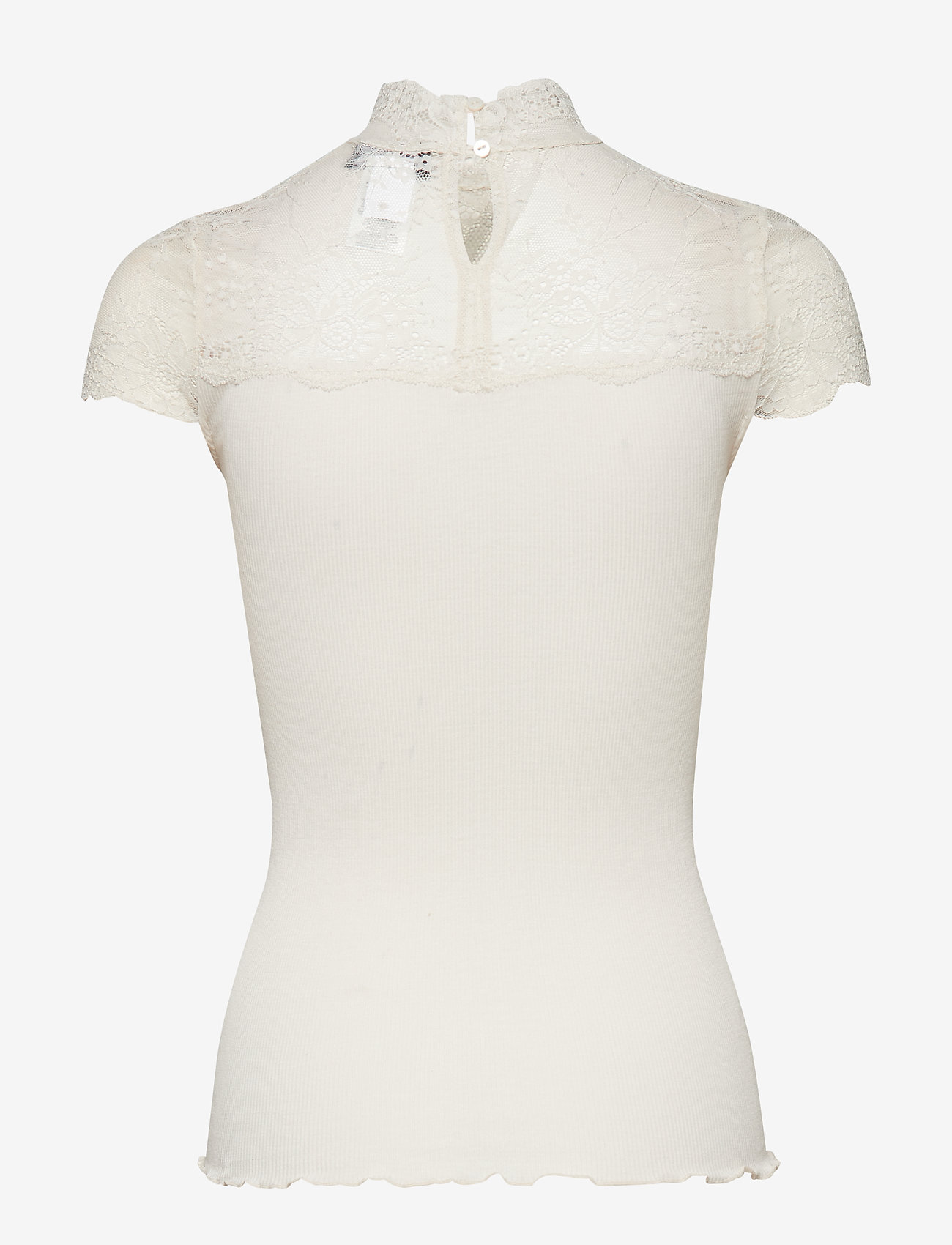 Rosemunde - Silk t-shirt turtleneck regular ss - soft powder - 1