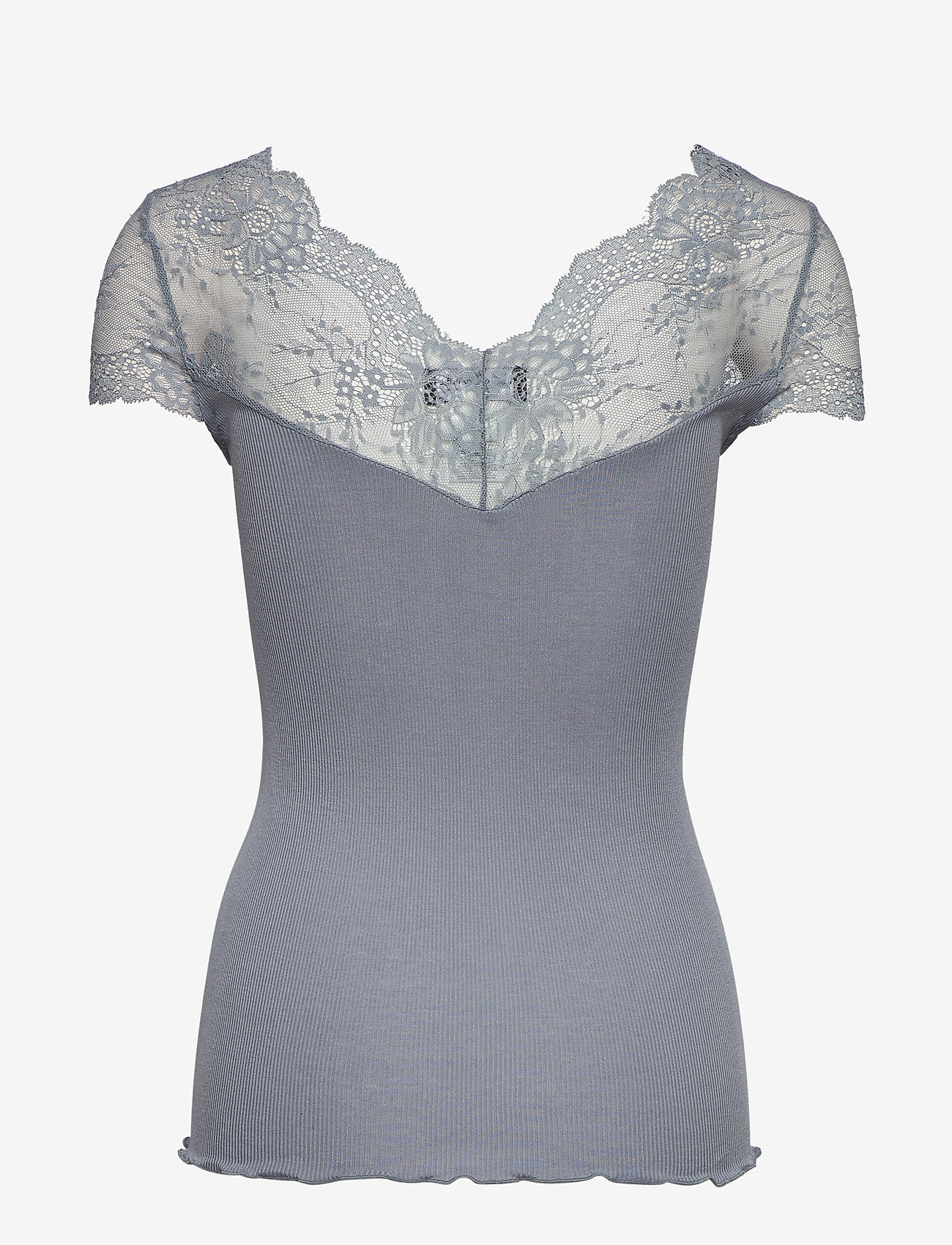 Rosemunde - Silk t-shirt regular ss w/ lace - tradewinds - 1