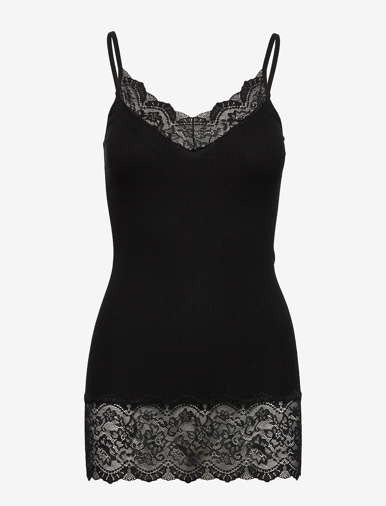 Organic strap top w/ lace - BLACK