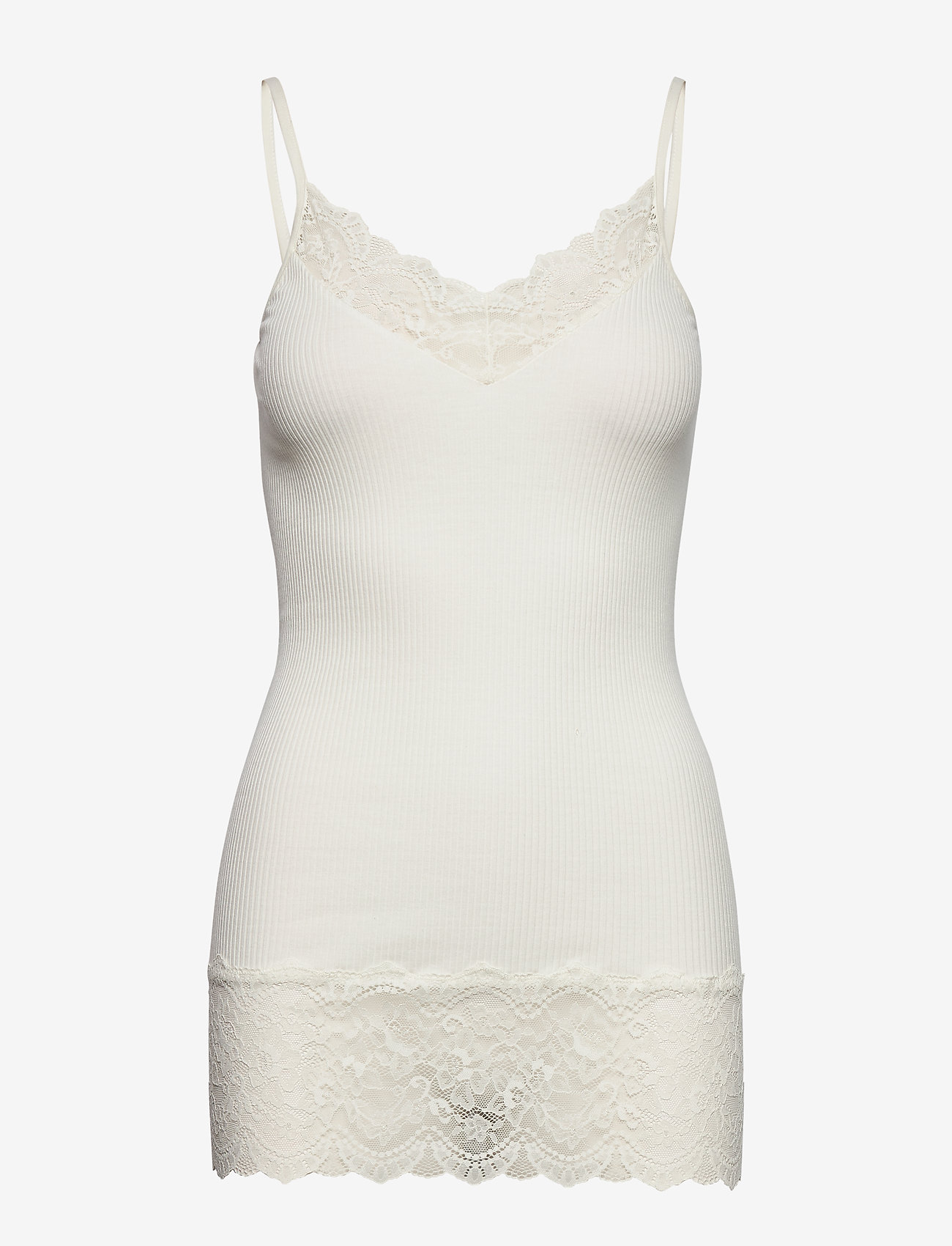 Organic strap top w/ lace - IVORY