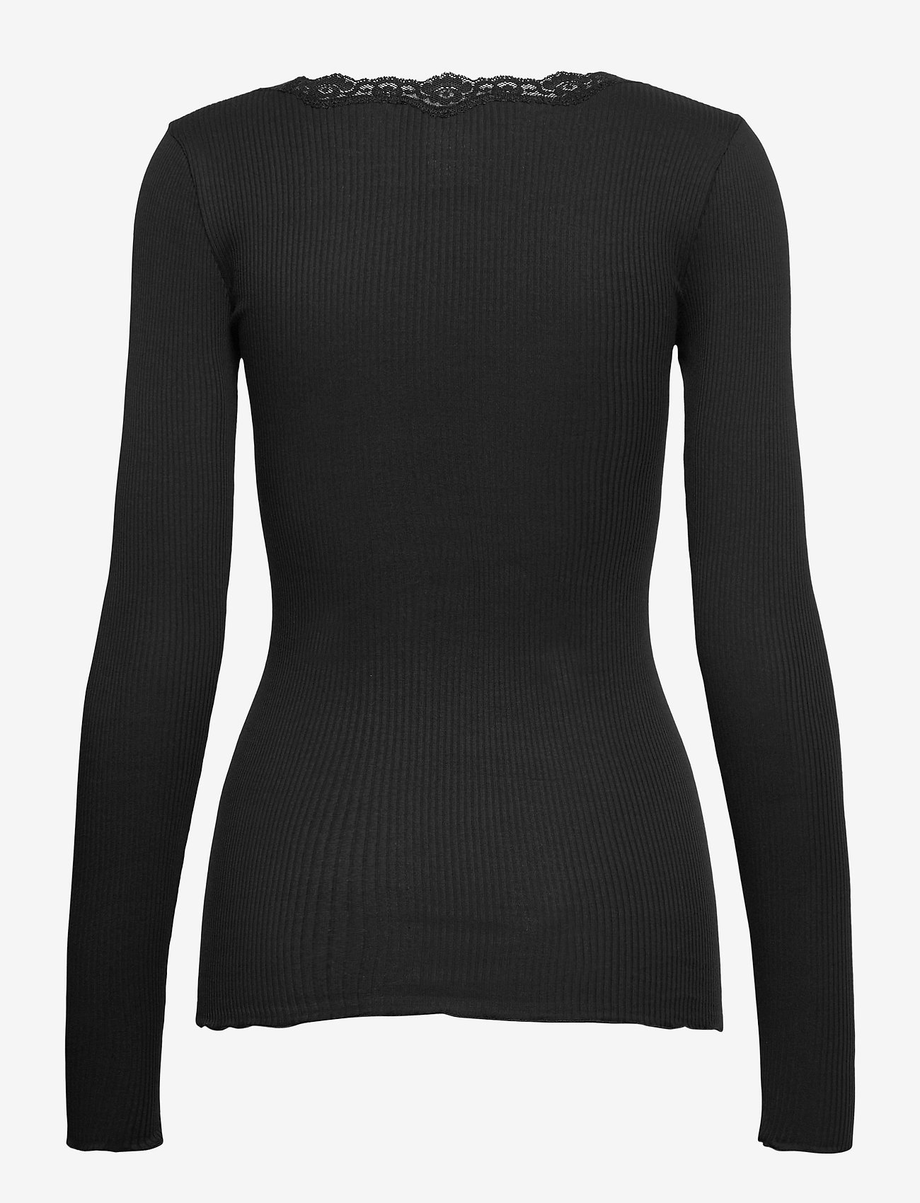 Rosemunde - Organic t-shirt w/ lace - langärmlige tops - black - 1