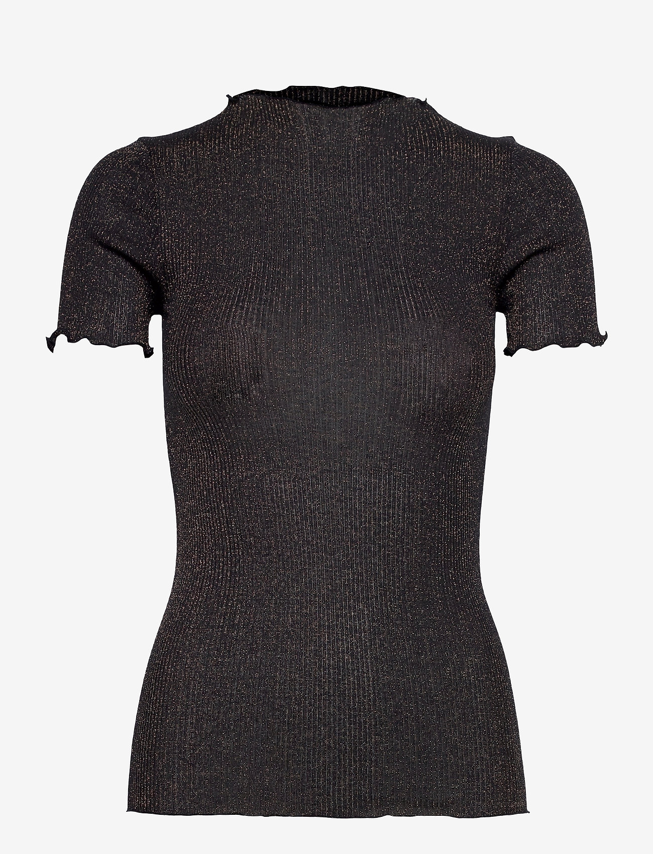 Rosemunde - Silk t-shirt regular ss w/lurex - navy gold shine - 0