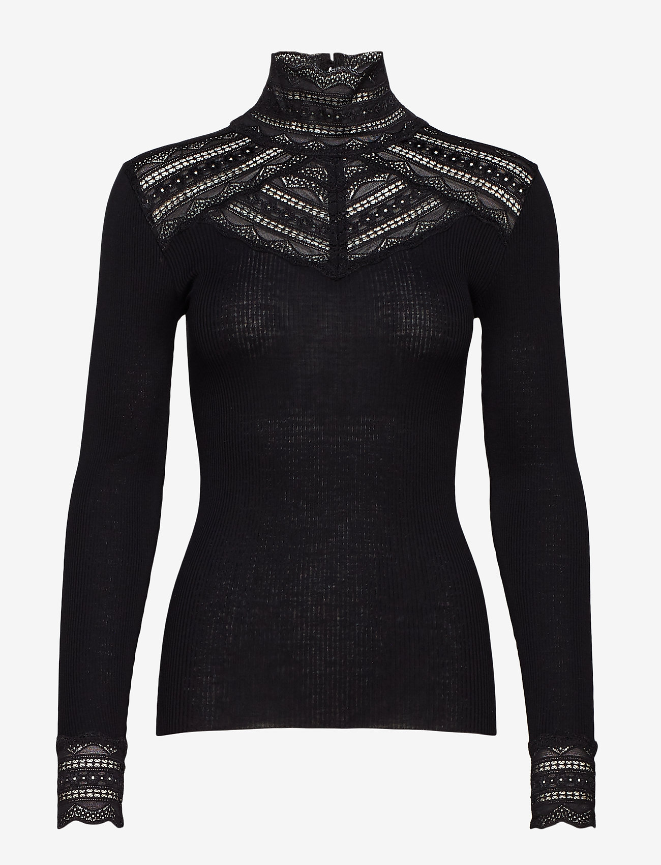 Rosemunde - Silk t-shirt w/ lace - black - 0