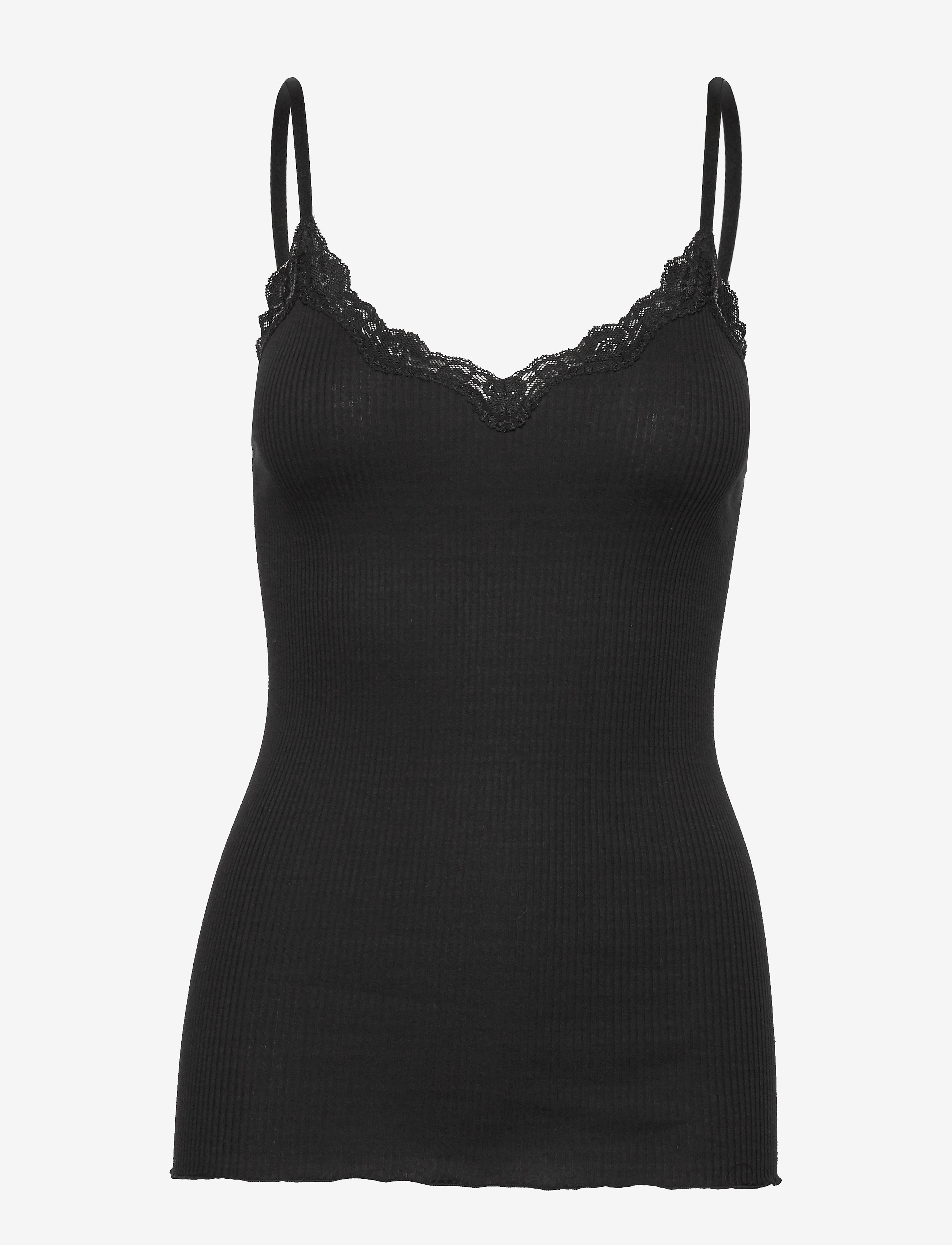 Organic strap top w/lace - BLACK