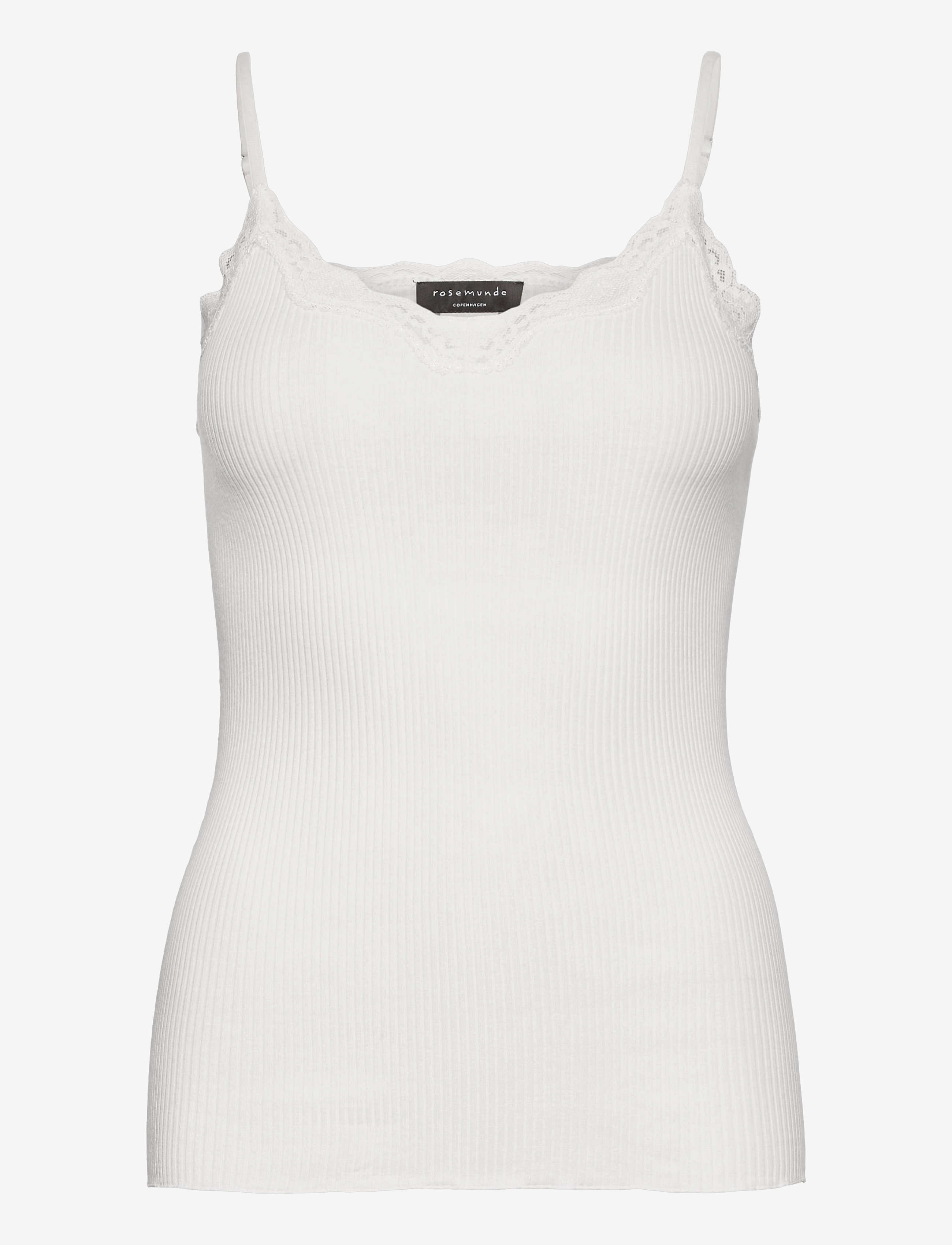 Rosemunde Organic strap top w/lace - Klær - IVORY / white