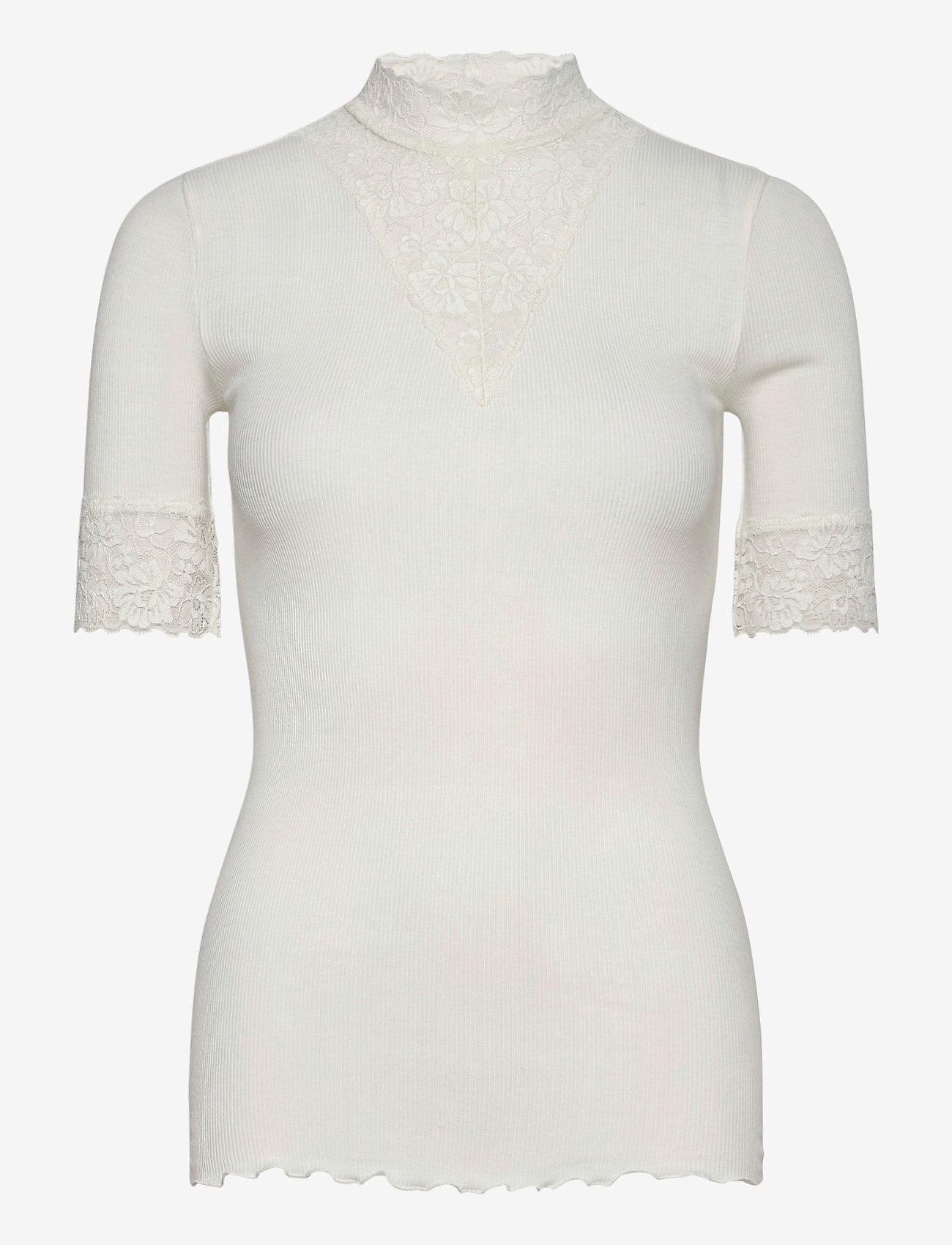 Rosemunde - Organic t-shirt regular ss w/lace - ivory - 0