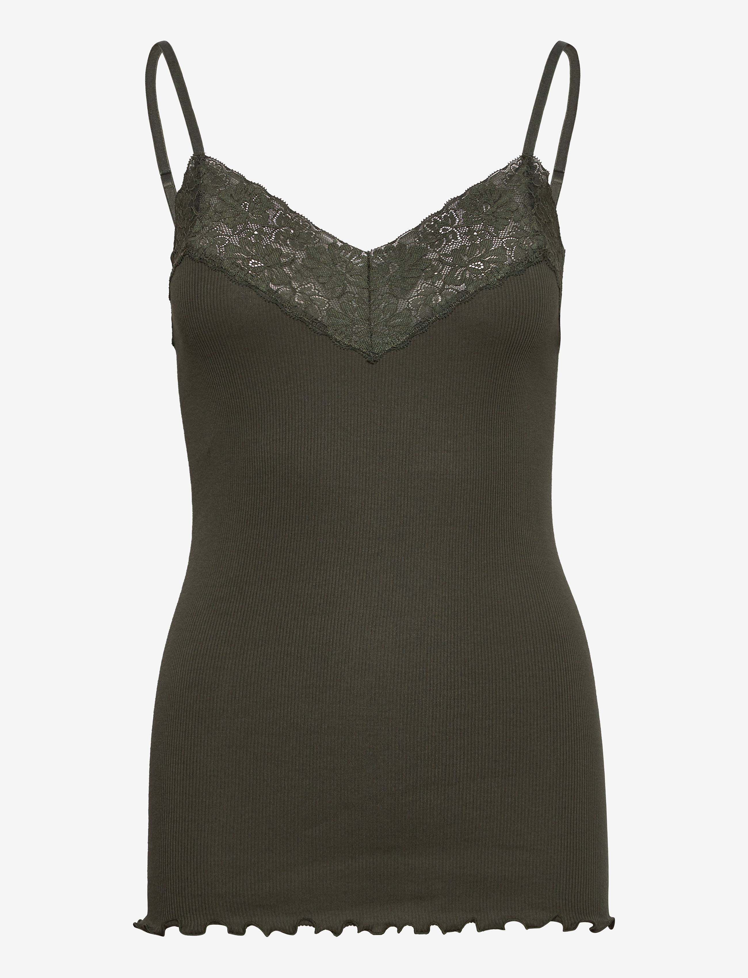 Rosemunde - Organic strap top w/ lace - black green - 0