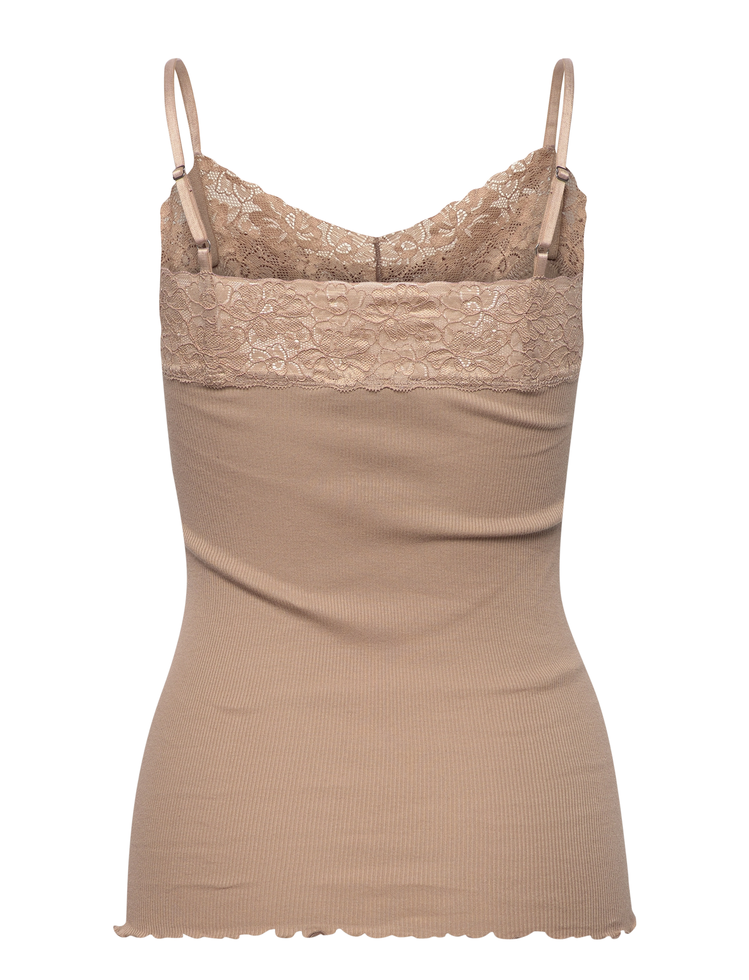 Rosemunde - Organic strap top w/ lace - dark sand - 1