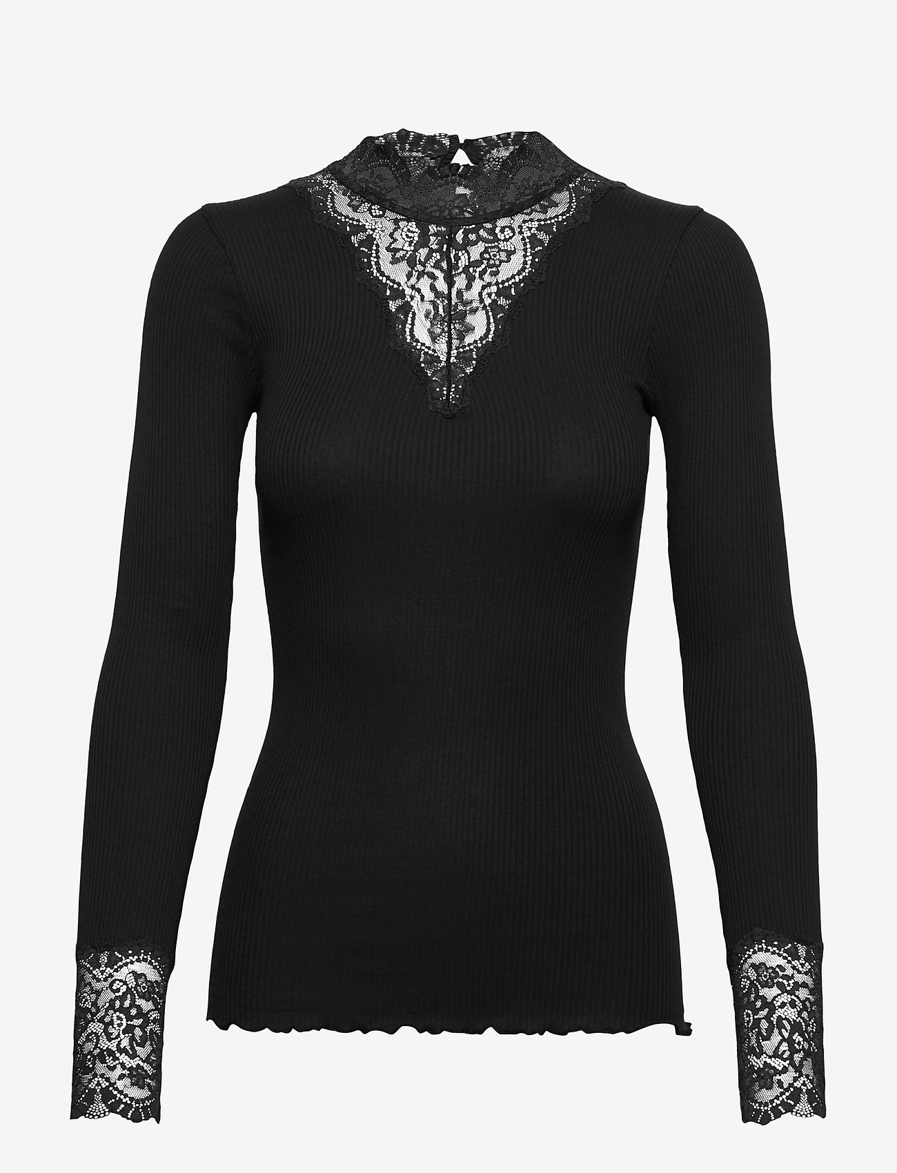 Rosemunde - Organic t-shirt turtleneck w/lace - black - 0