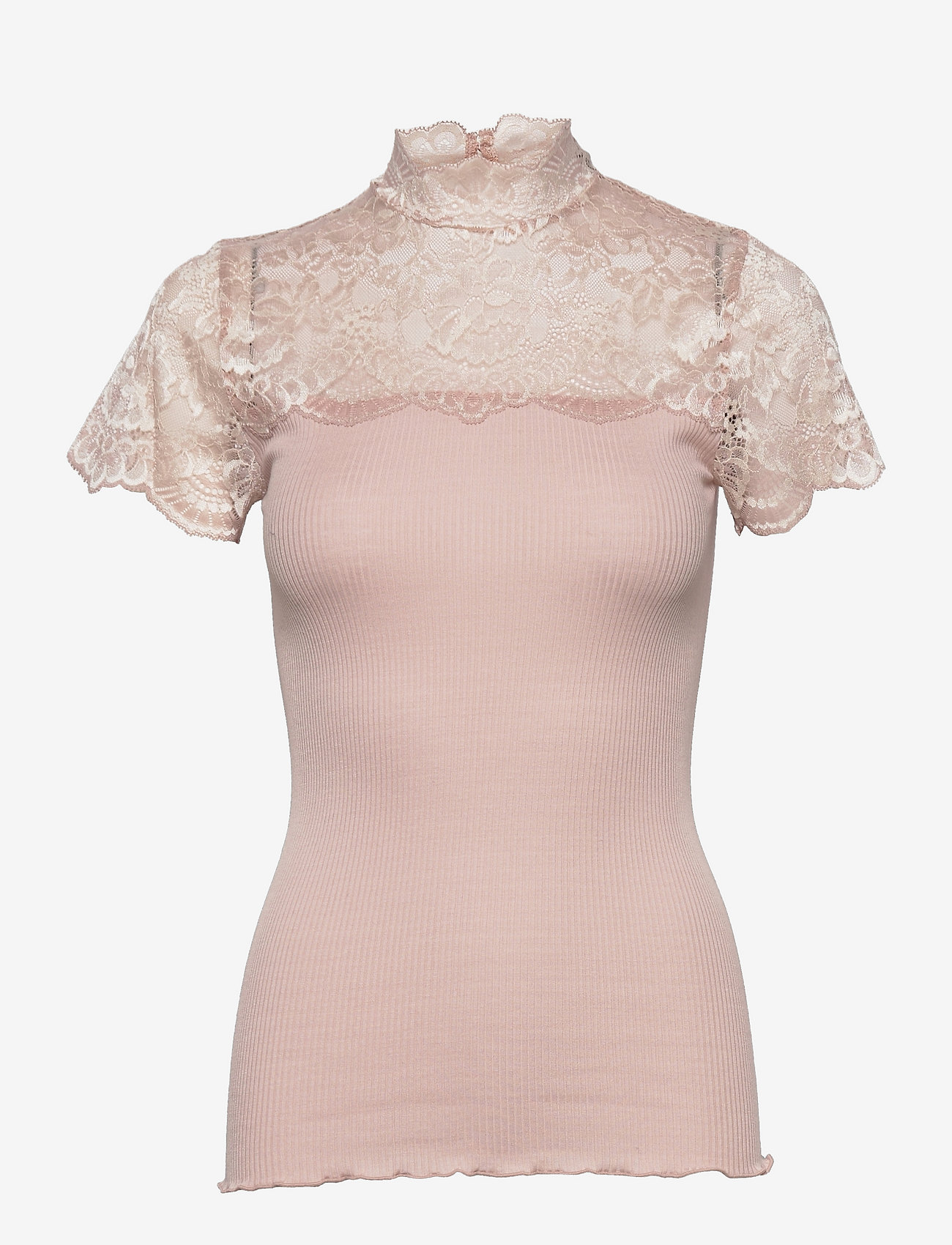 Rosemunde - Silk t-shirt ss w/lace - vintage powder w/ powder peach - 0