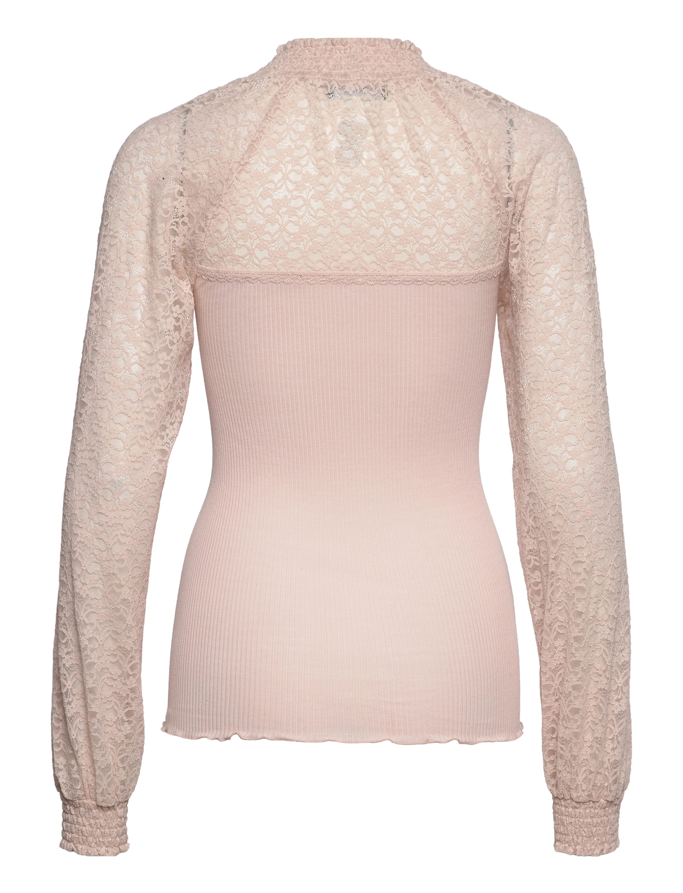 Rosemunde - Silk t-shirt ls w/lace - peach blush - 1