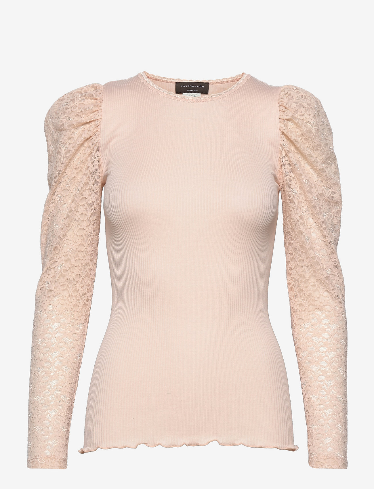 Rosemunde - Silk t-shirt ls w/lace - peach blush - 0