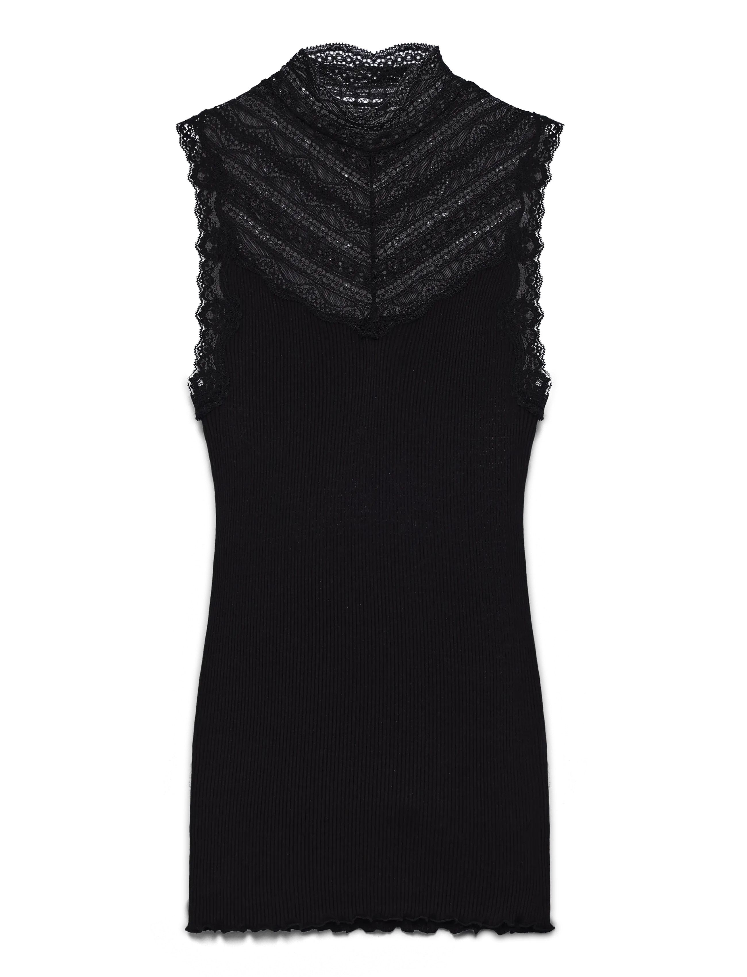 Rosemunde Silk Top W/ Lace, XL, T-shirts & Oberteile, Schwarz - Sleeveless, Frauen