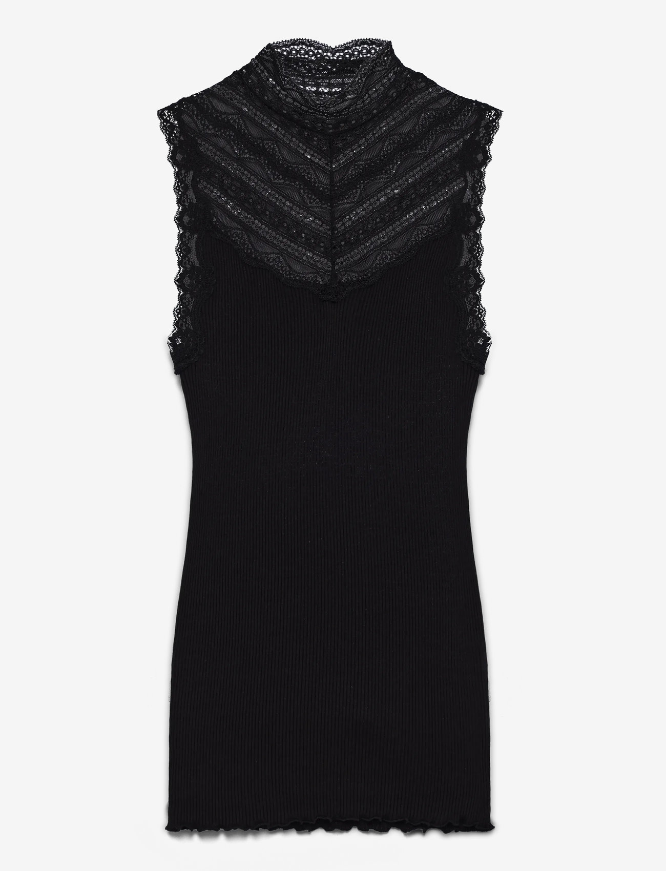 Rosemunde - RWBenita Silk SL Turtleneck Lace To - linnen - black - 1