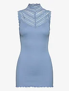Silk top w/ lace - BLUE ALLURE