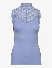 Rosemunde - Silk top w/ lace - ermeløse topper - blue heaven - 0