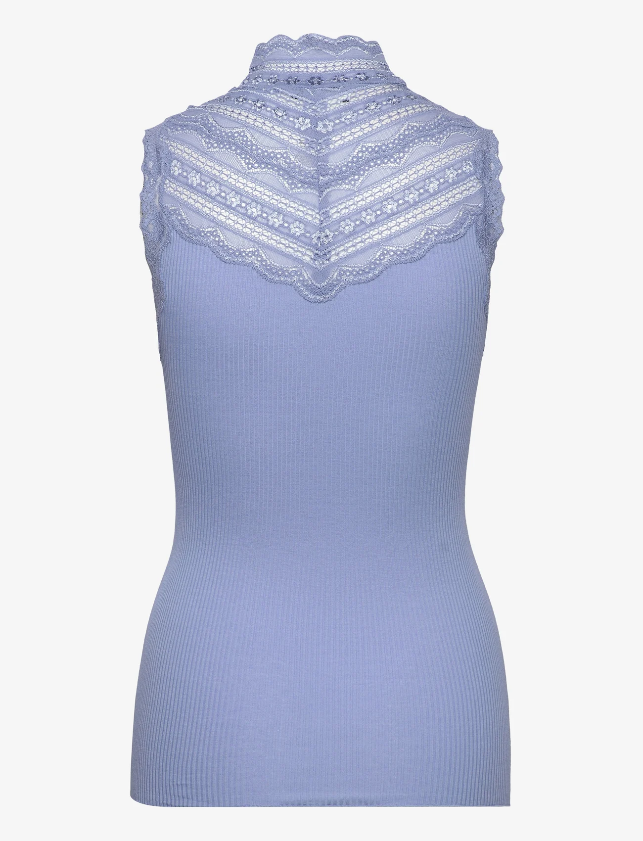 Rosemunde - Silk top w/ lace - ermeløse topper - blue heaven - 1