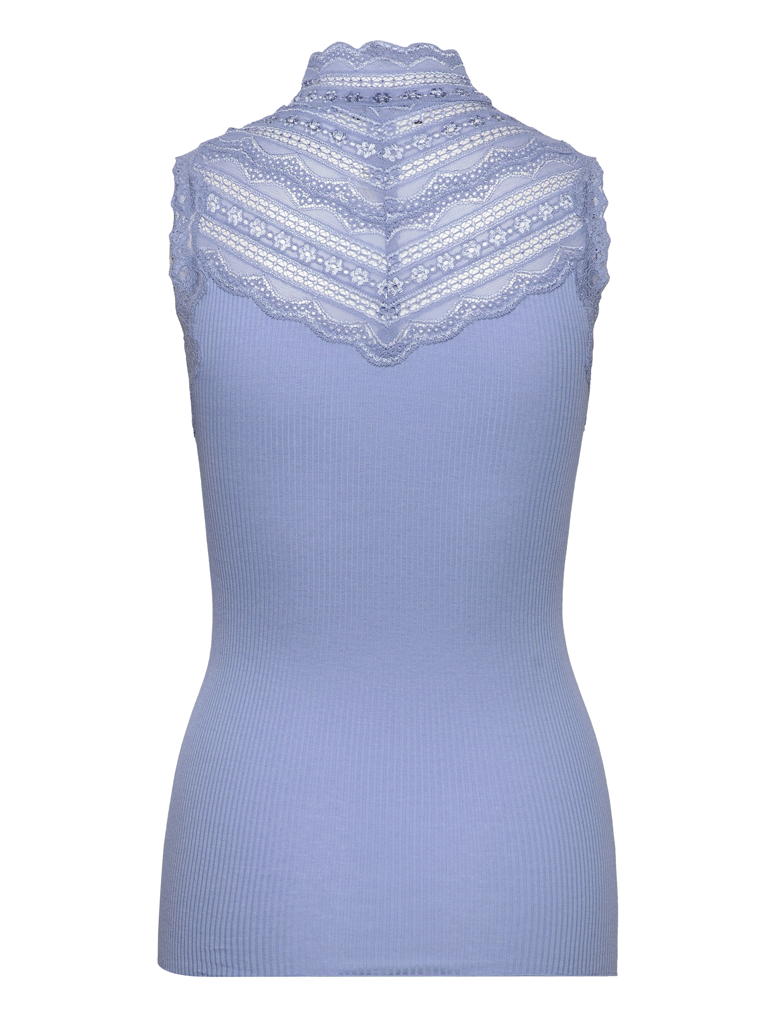 Rosemunde - RWBenita Silk SL Turtleneck Lace To - Ærmeløse toppe - blue heaven - 1