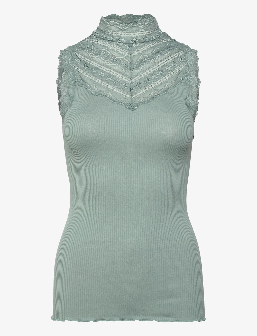 Rosemunde - RWBenita Silk SL Turtleneck Lace To - Ärmellose tops - chinois green - 0