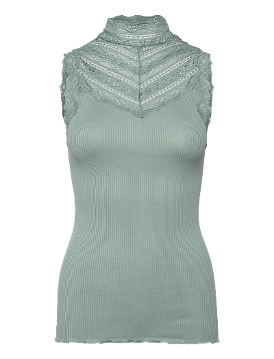 Rosemunde RWBenita Silk SL Turtleneck Lace To - Ärmellose Tops - CHINOIS GREEN / green