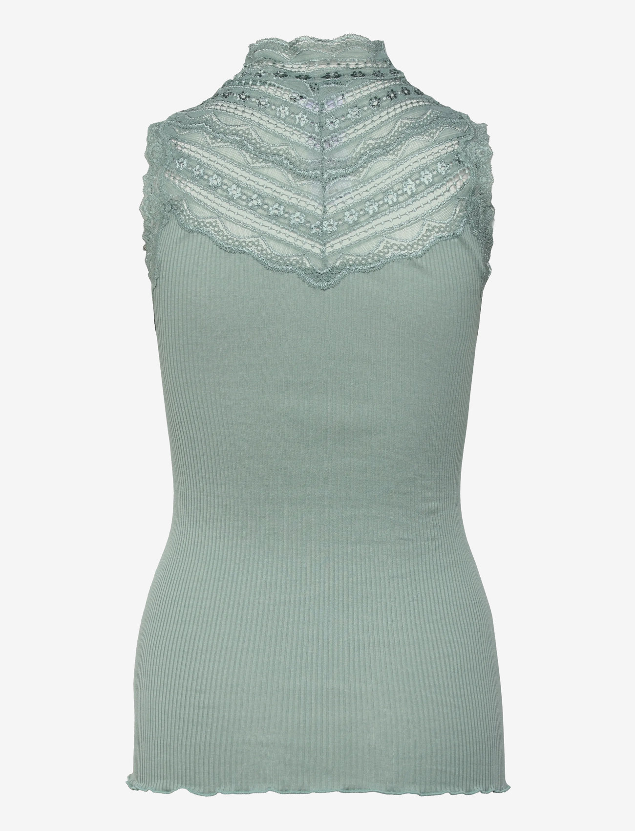 Rosemunde - RWBenita Silk SL Turtleneck Lace To - tanktops - chinois green - 1