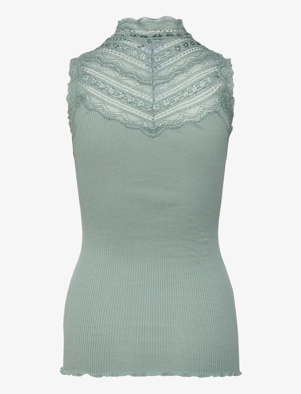 Rosemunde - RWBenita Silk SL Turtleneck Lace To - Ärmellose tops - chinois green - 1