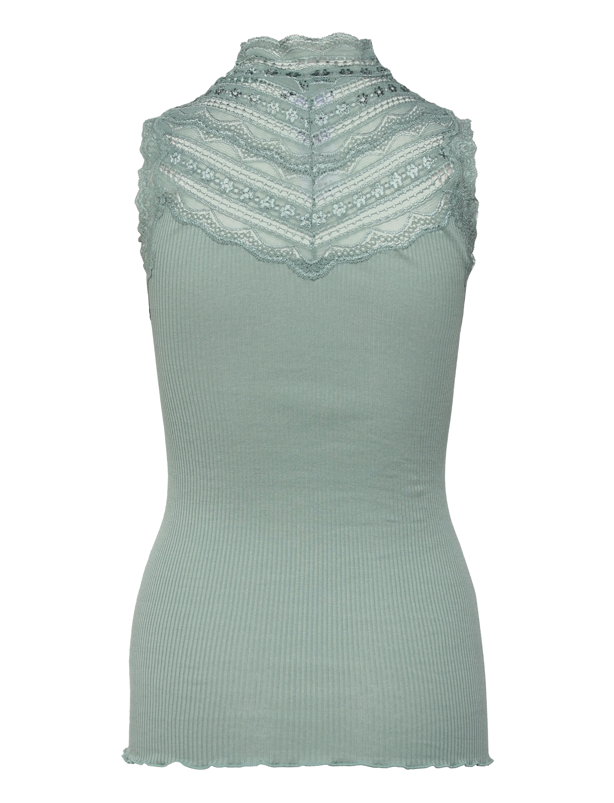 Rosemunde - RWBenita Silk SL Turtleneck Lace Top - topid ja varrukateta alussärgid - chinois green - 1