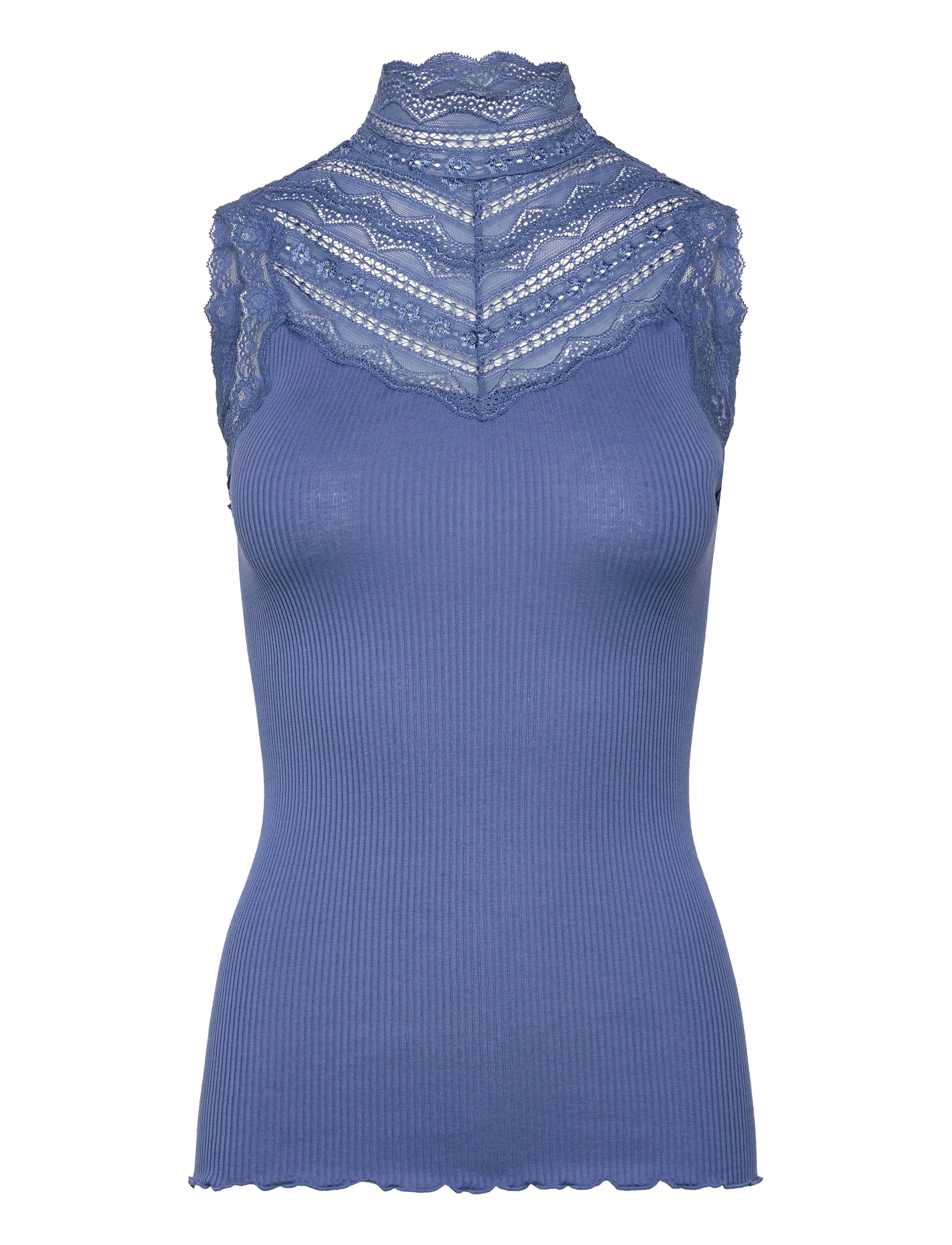 Rosemunde RWBenita Silk SL Turtleneck Lace To - Tøj - DUTCH BLUE / blue