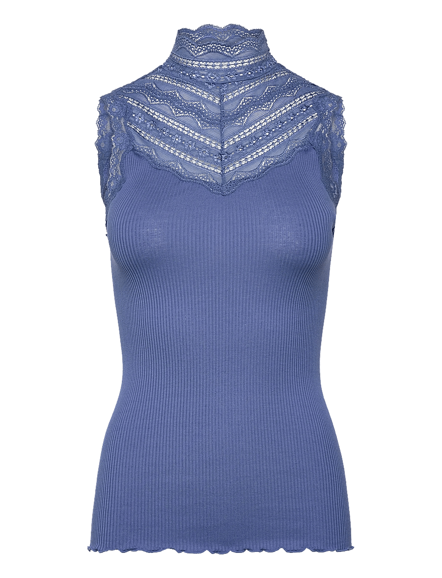 Rosemunde - Silk top w/ lace - varrukateta topid - dutch blue - 1