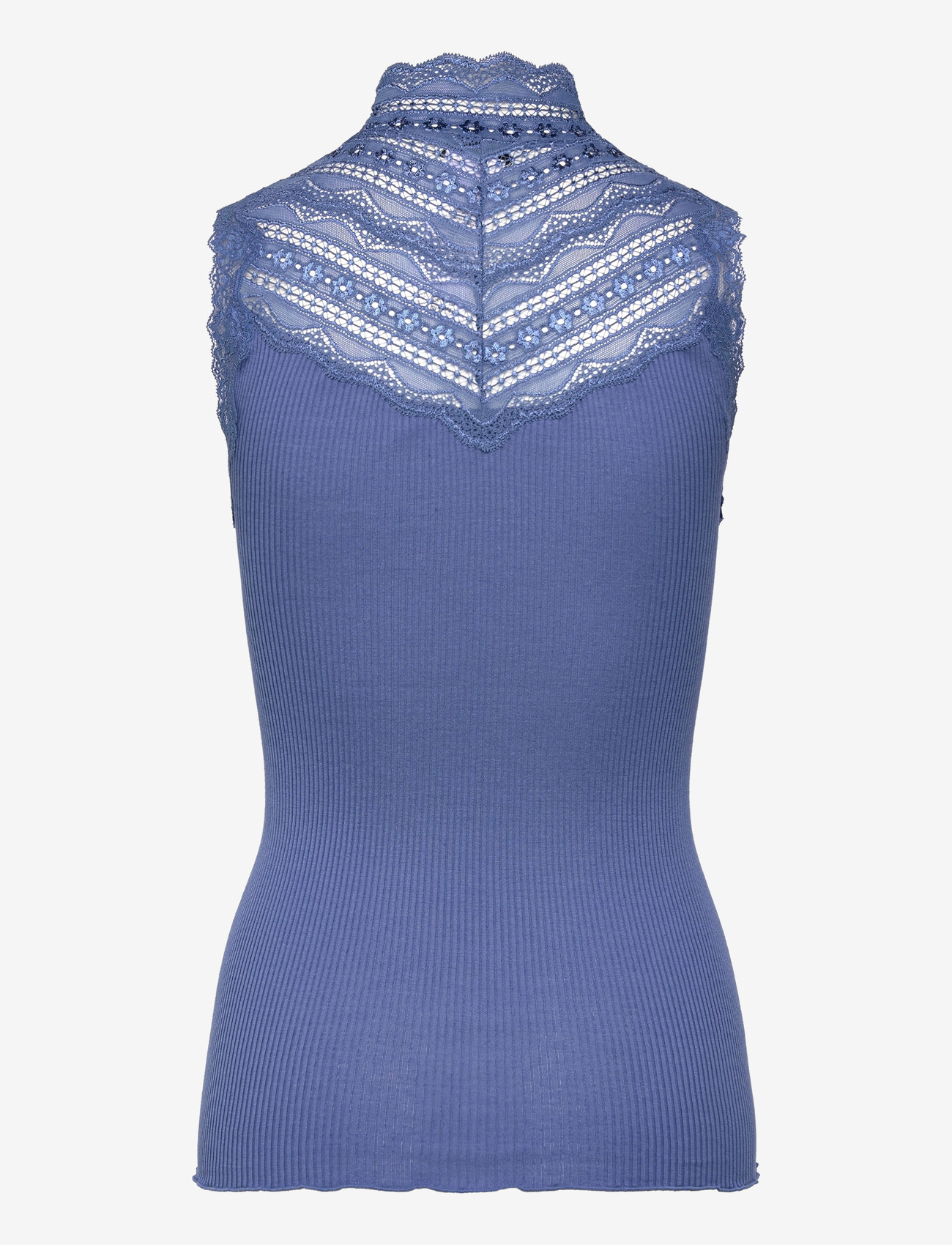 Rosemunde - RWBenita Silk SL Turtleneck Lace To - tanktops - dutch blue - 2