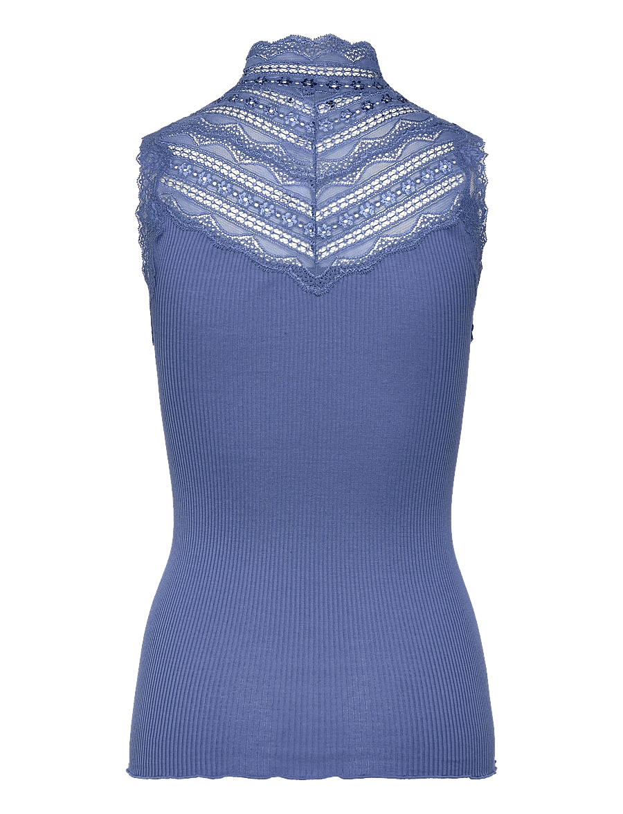 Rosemunde - Silk top w/ lace - varrukateta topid - dutch blue - 2