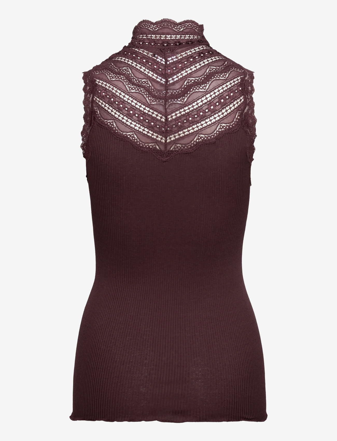 Rosemunde - RWBenita Silk SL Turtleneck Lace To - Ärmellose tops - fudge - 1